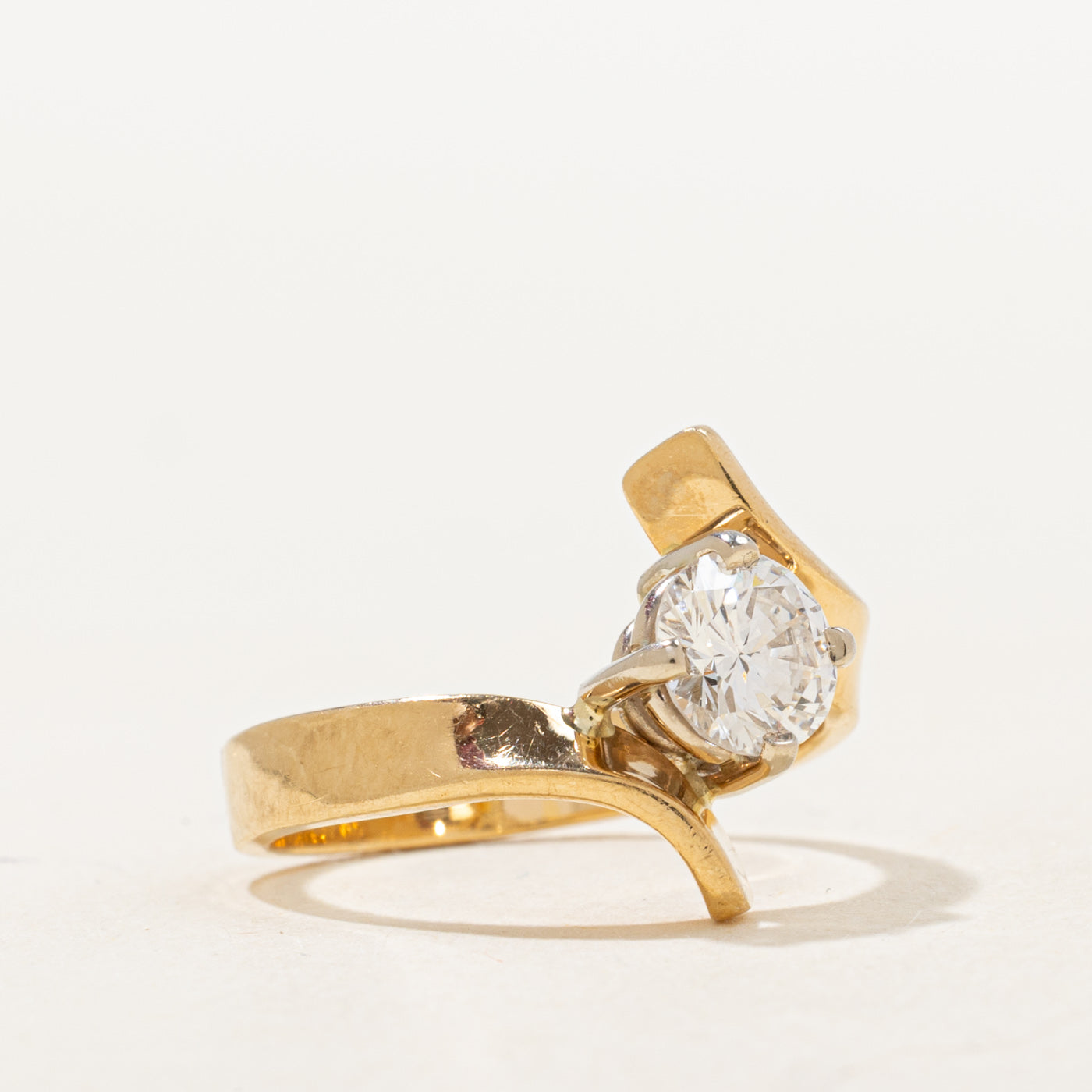 Diamond Bypass Engagement Ring | 0.72ct SI1 GF/G | SZ 4.75