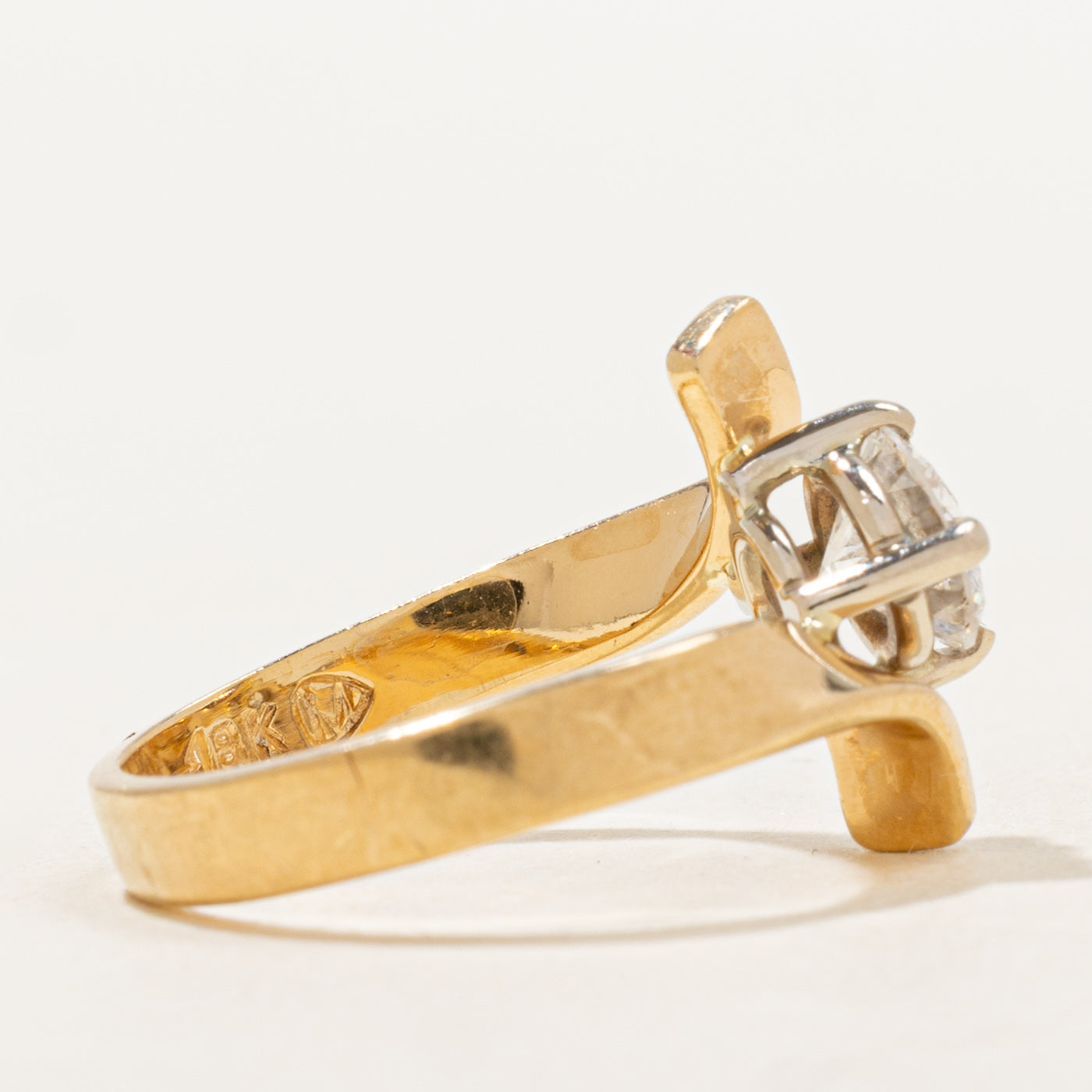 Diamond Bypass Engagement Ring | 0.72ct SI1 GF/G | SZ 4.75