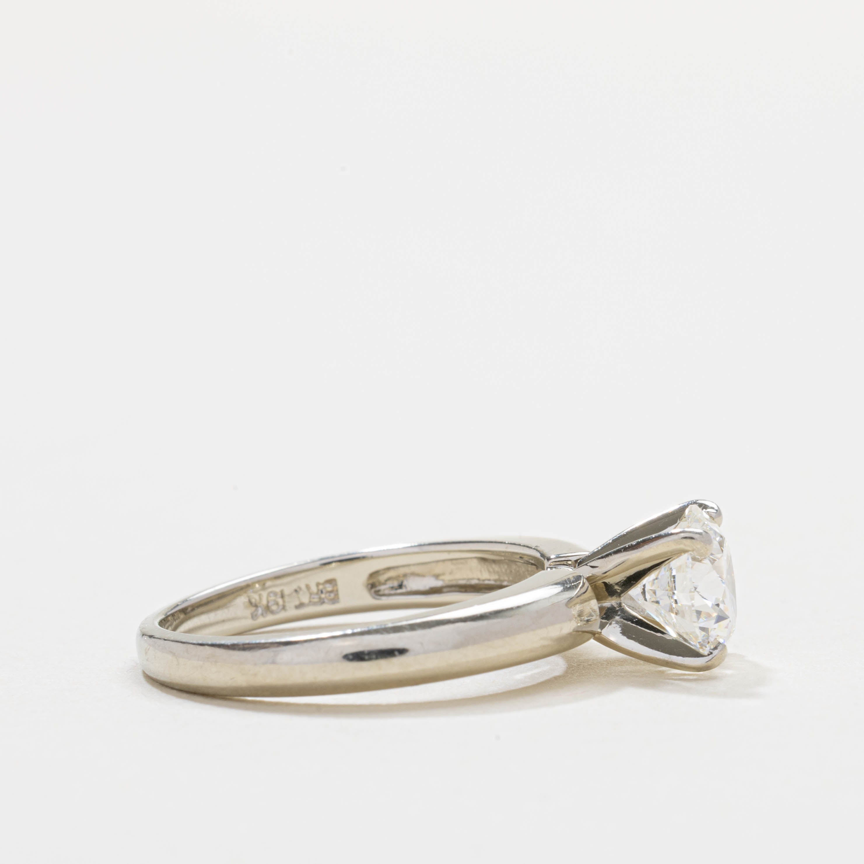 Bague solitaire en or blanc 19 carats avec diamant | 1,19 ct VS1 I/J | Taille 5,5