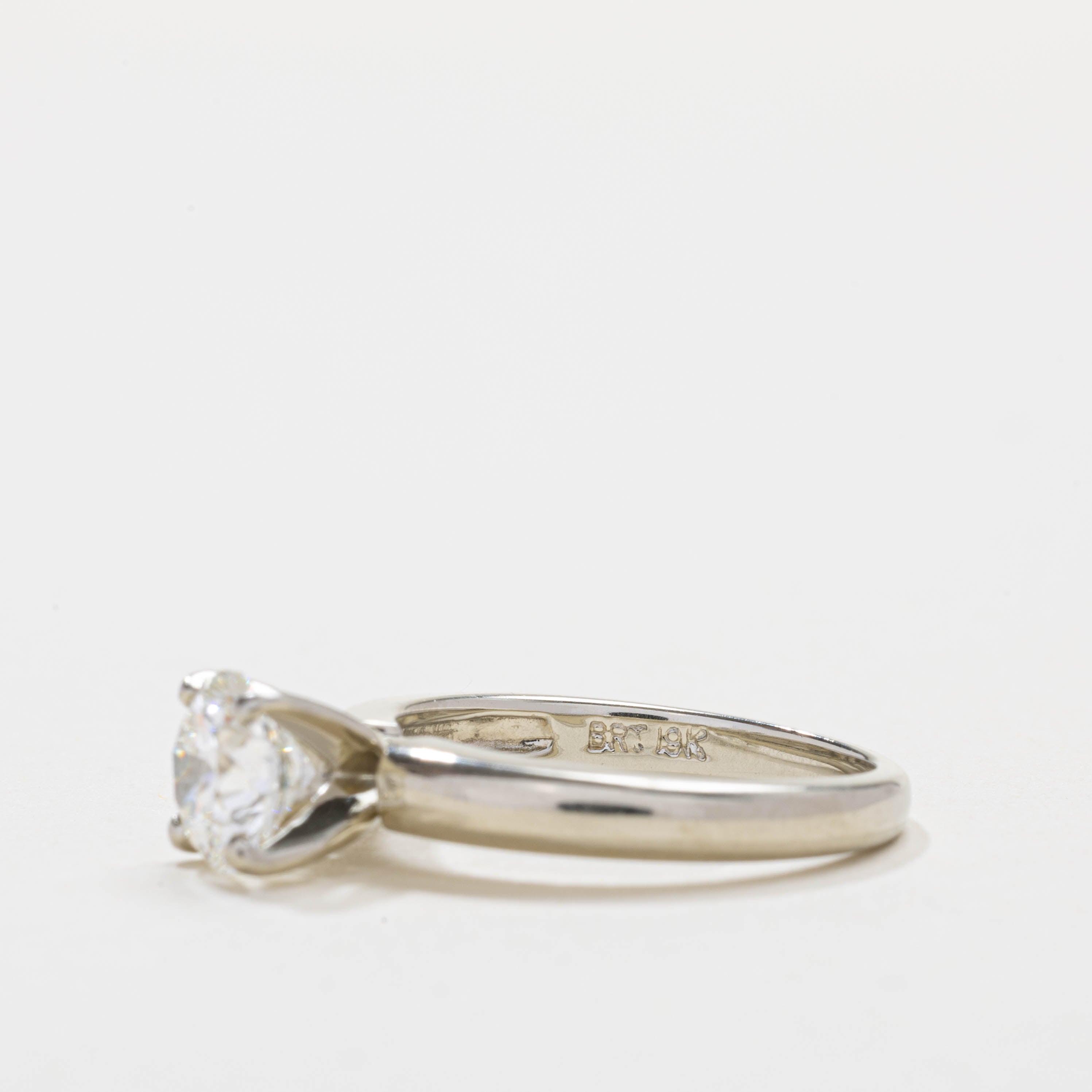Bague solitaire en or blanc 19 carats avec diamant | 1,19 ct VS1 I/J | Taille 5,5