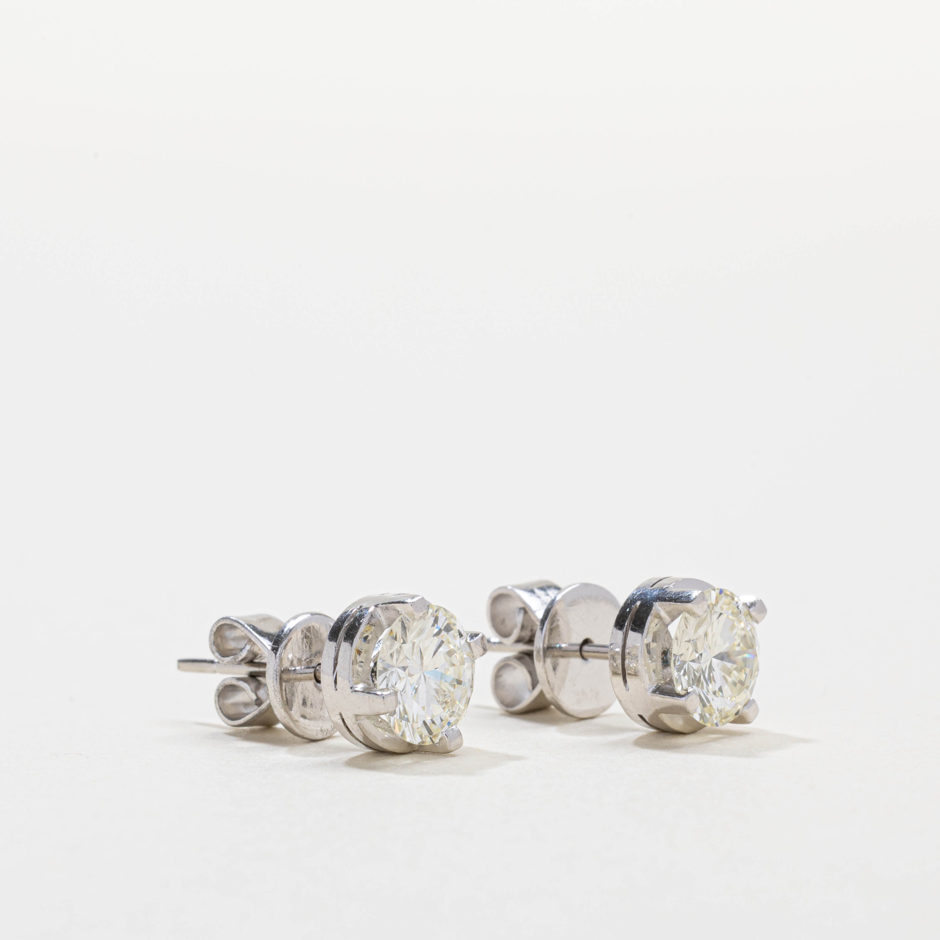 Platinum Solitaire Diamond Stud Earrings | 2.26ctw VS1/VS2 K/L