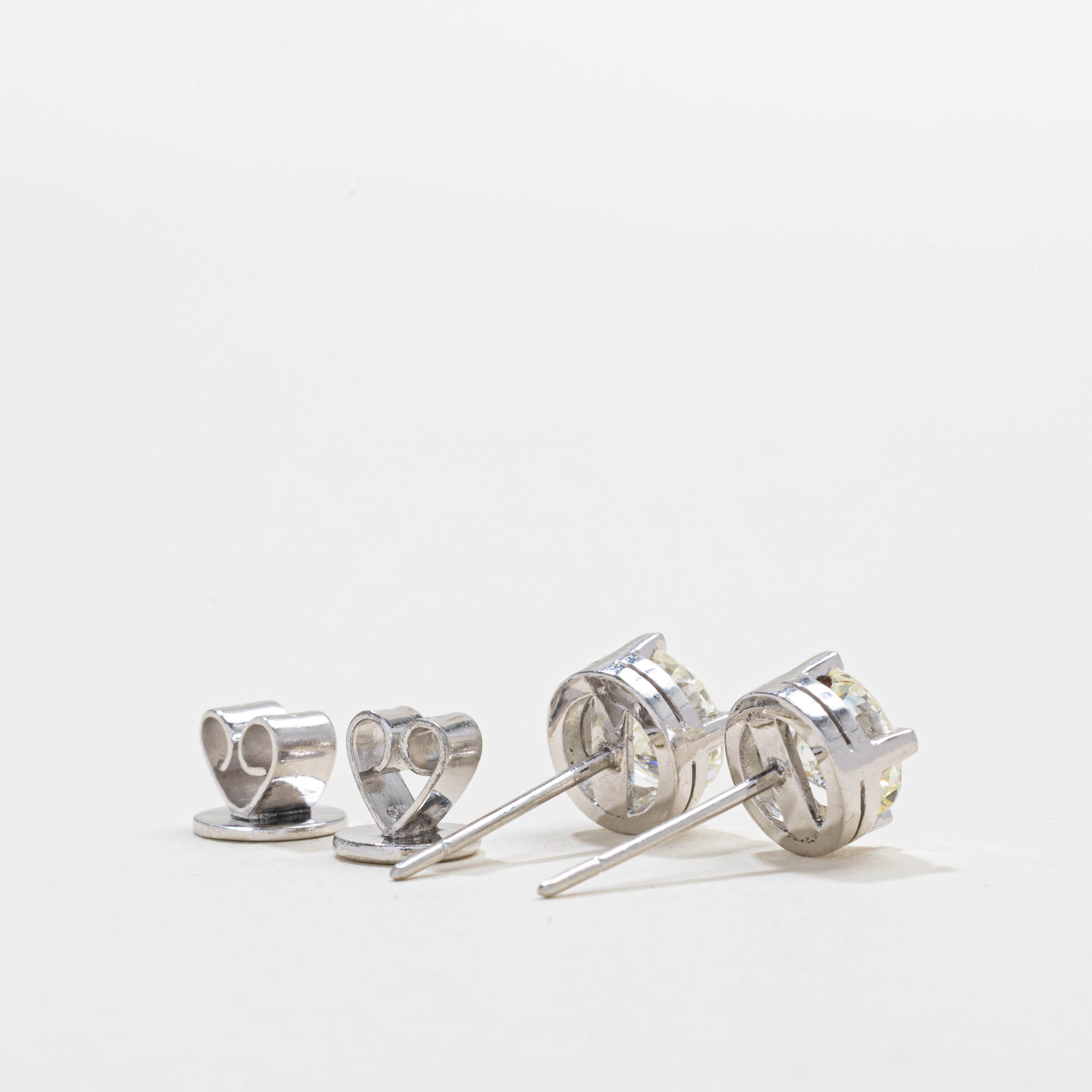 Platinum Solitaire Diamond Stud Earrings | 2.26ctw VS1/VS2 K/L