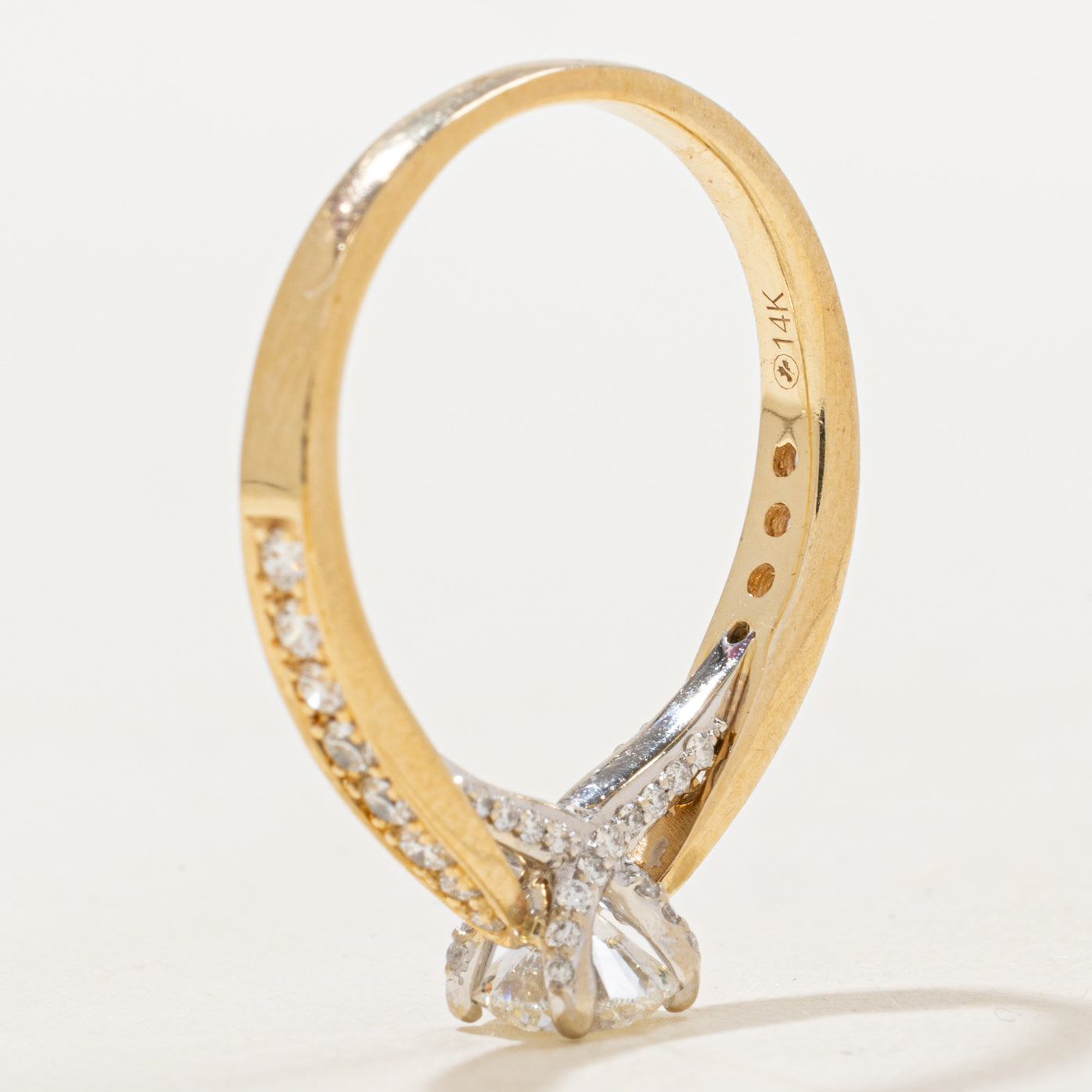 Canadian Diamond Cathedral Engagement Ring | 0.70ct SI2 E Ex, 0.40ctw | SZ 7.75