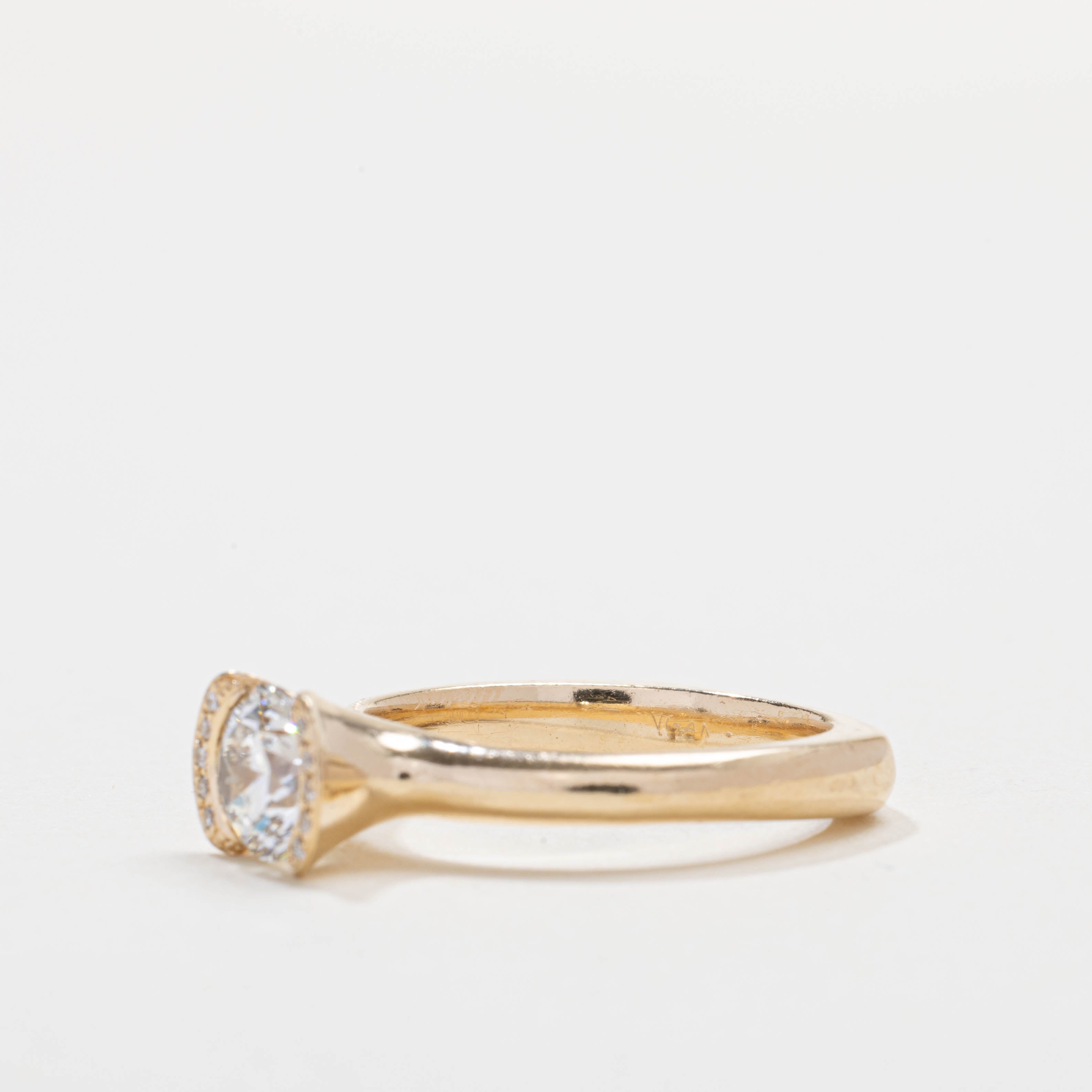 14K EGL Diamond Semi Halo Ring | 0.91ct SI1 I/J, 0.05ctw | SZ 6.5