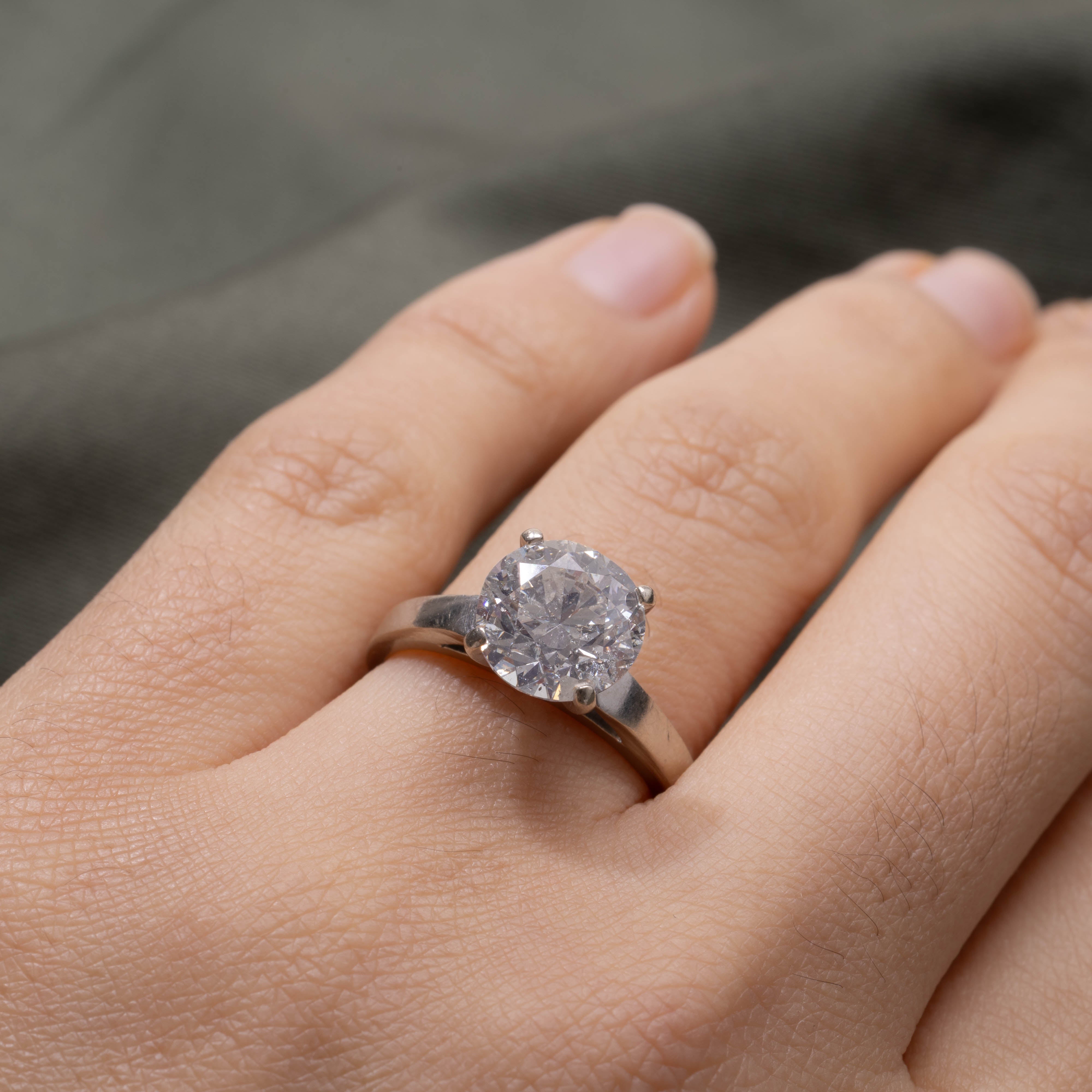 Bague de fiançailles solitaire en or 14 carats avec diamant | 2,83 ct I2 K/L | Taille 6,25