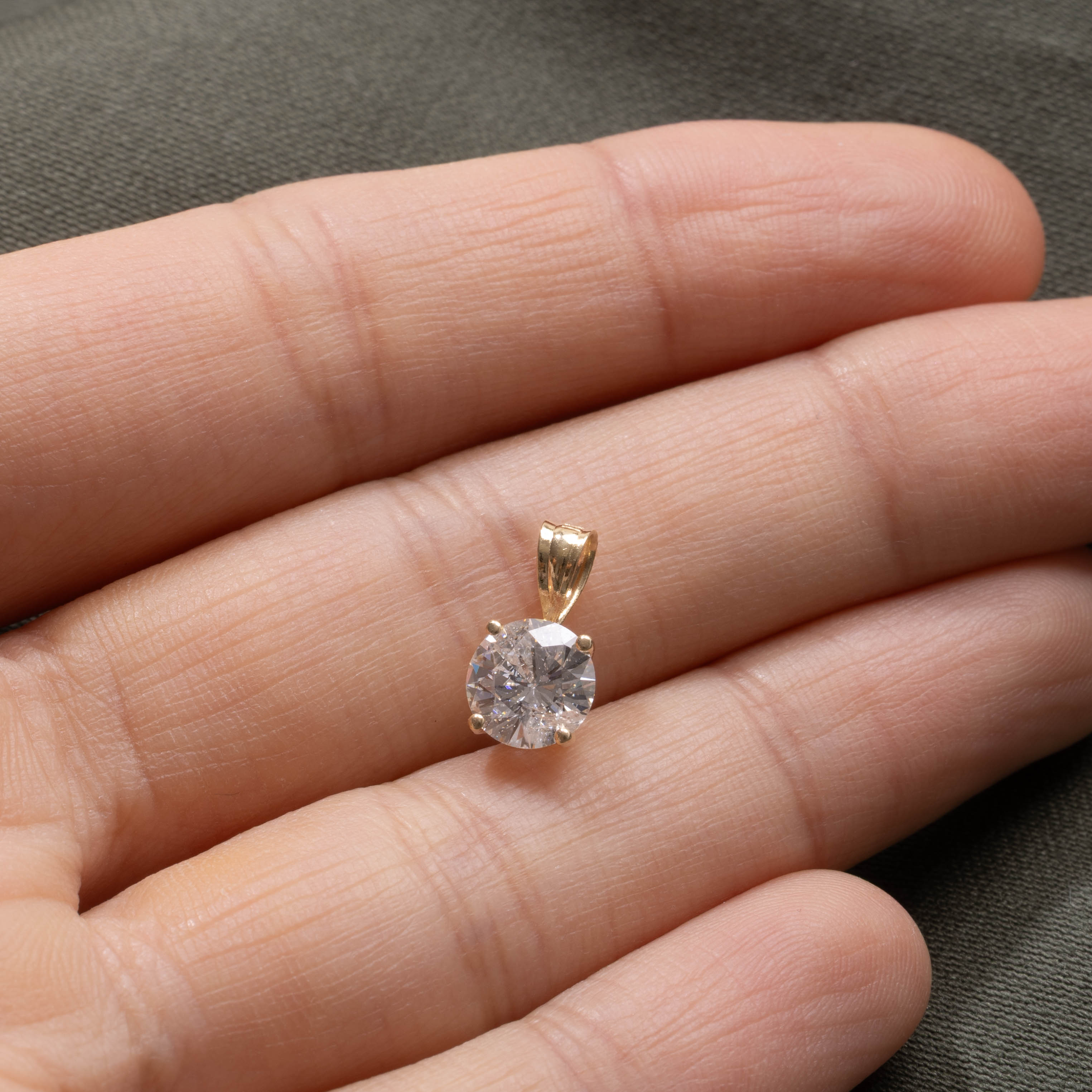 14K Solitaire Diamond Pendant | 1.22ct I2 H