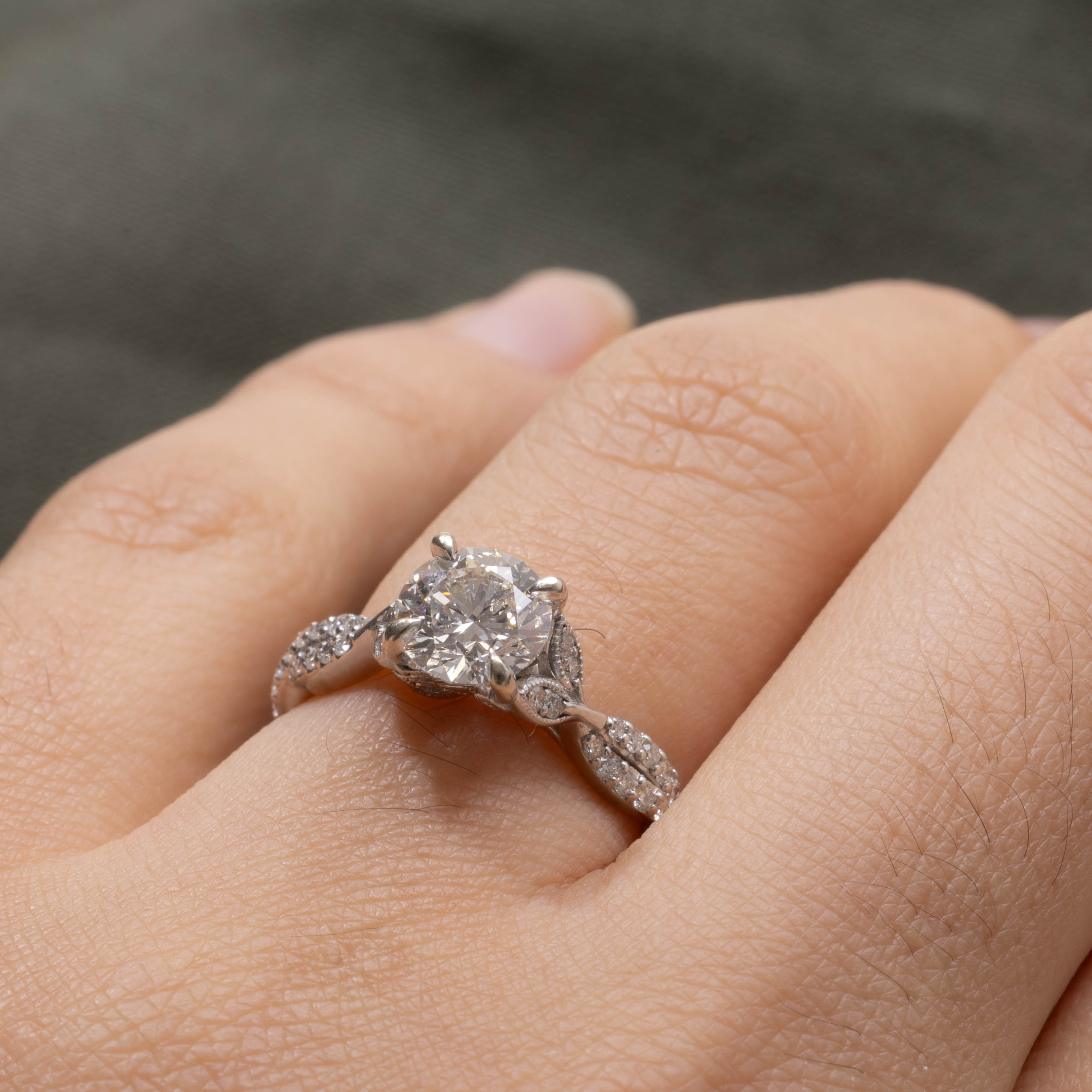 19K Diamond Milgrain Crossover Ring | 1.14 SI2 J/K, 0.30ctw | SZ 4.25