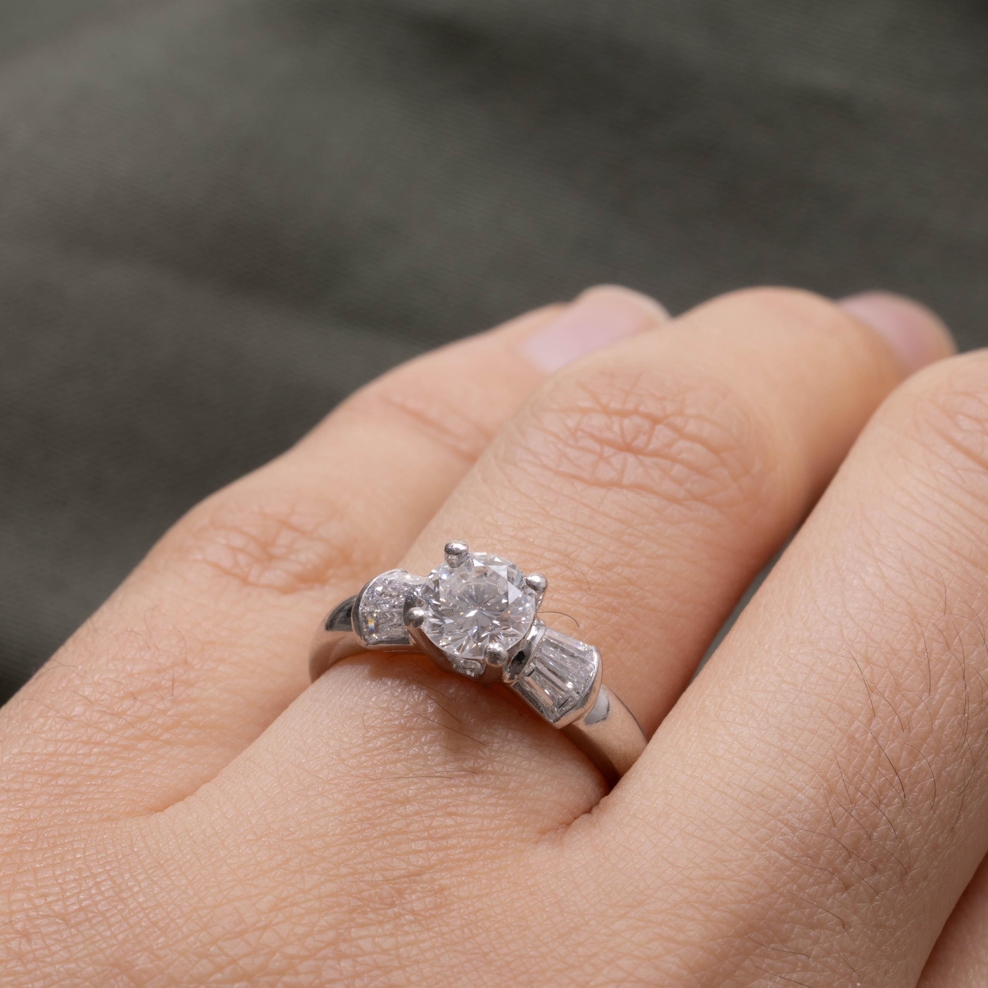 18K White Gold Diamond Accented Ring | 0.80ct SI2 G/H, 0.18ctw | SZ 6.0