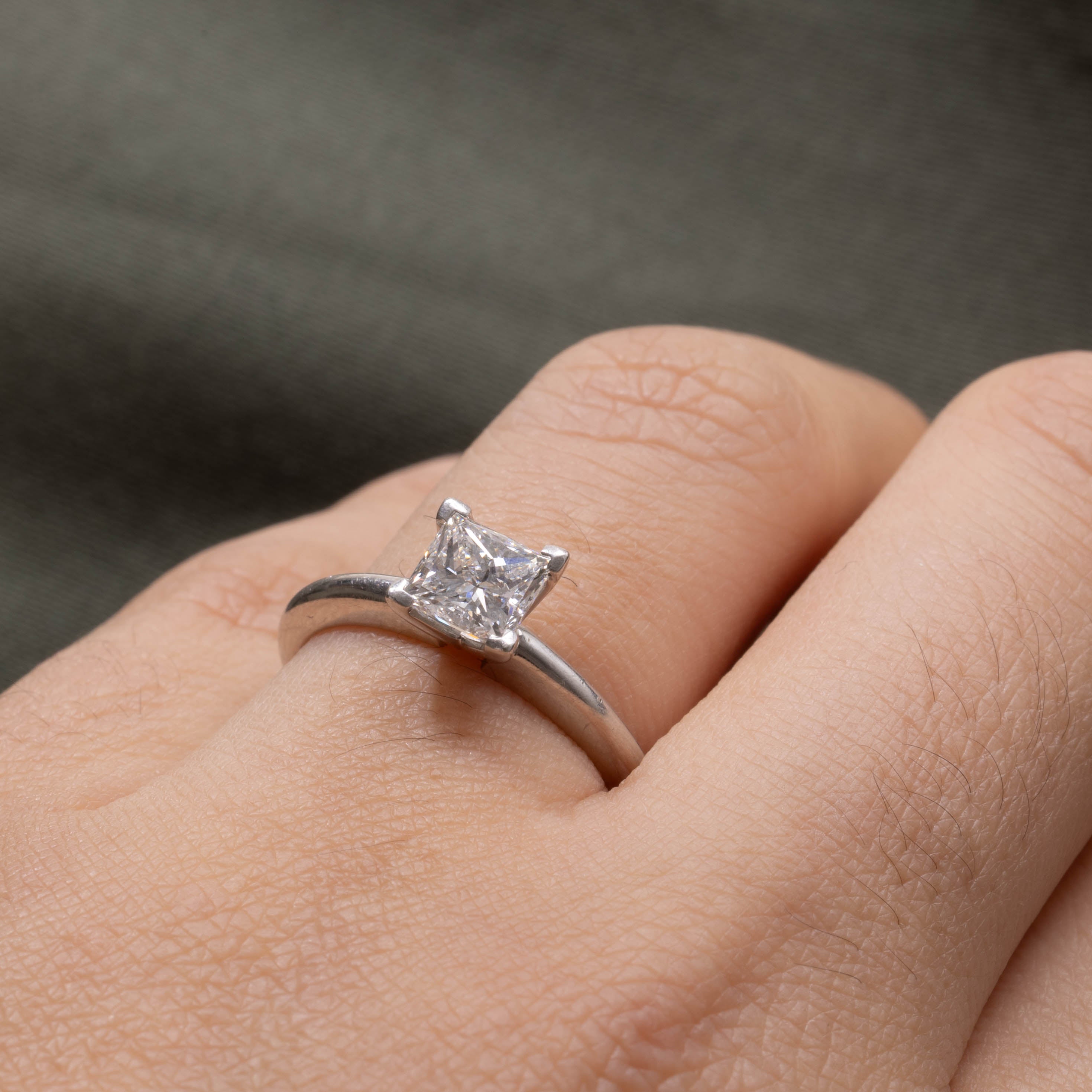 GIA Solitaire Princess Cut Diamond Ring | 0.90ct IF F | SZ 6.0