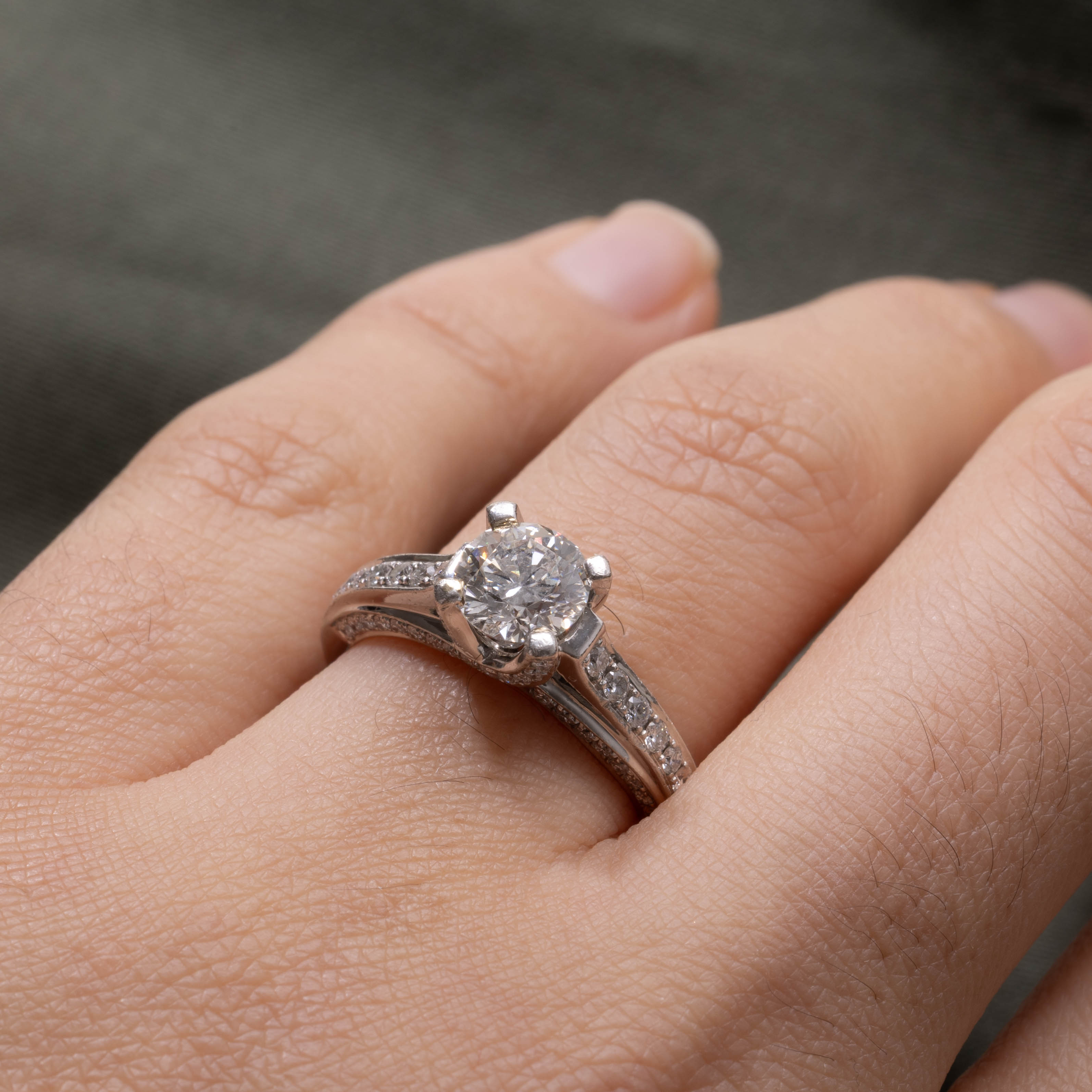 GIA Diamond Accented Engagement Ring | 1.03ct VS2 I, 0.72ctw | SZ 6.0
