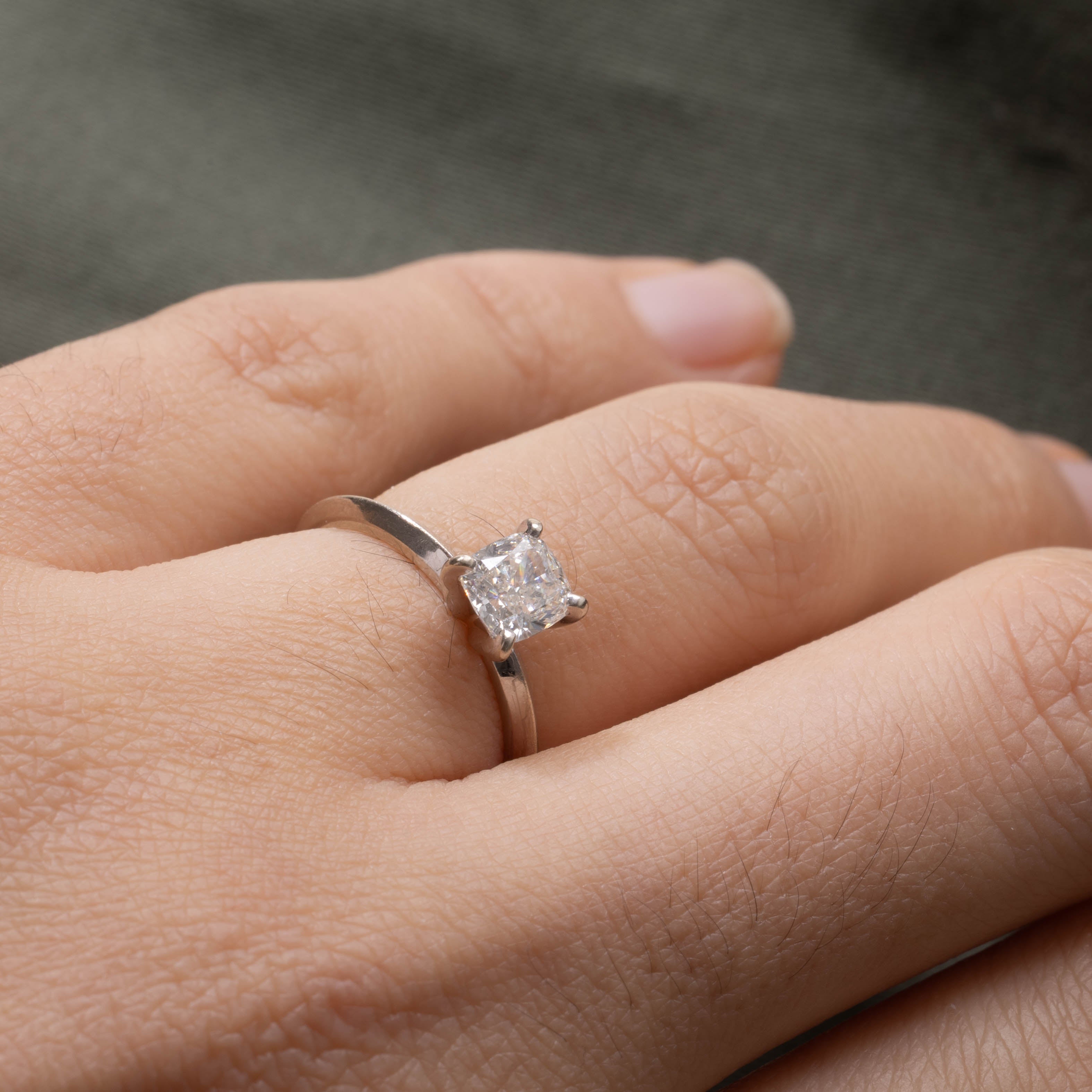 GIA Solitaire Cushion Cut Diamond Ring | 0.80ct VS2 I | SZ 5.0