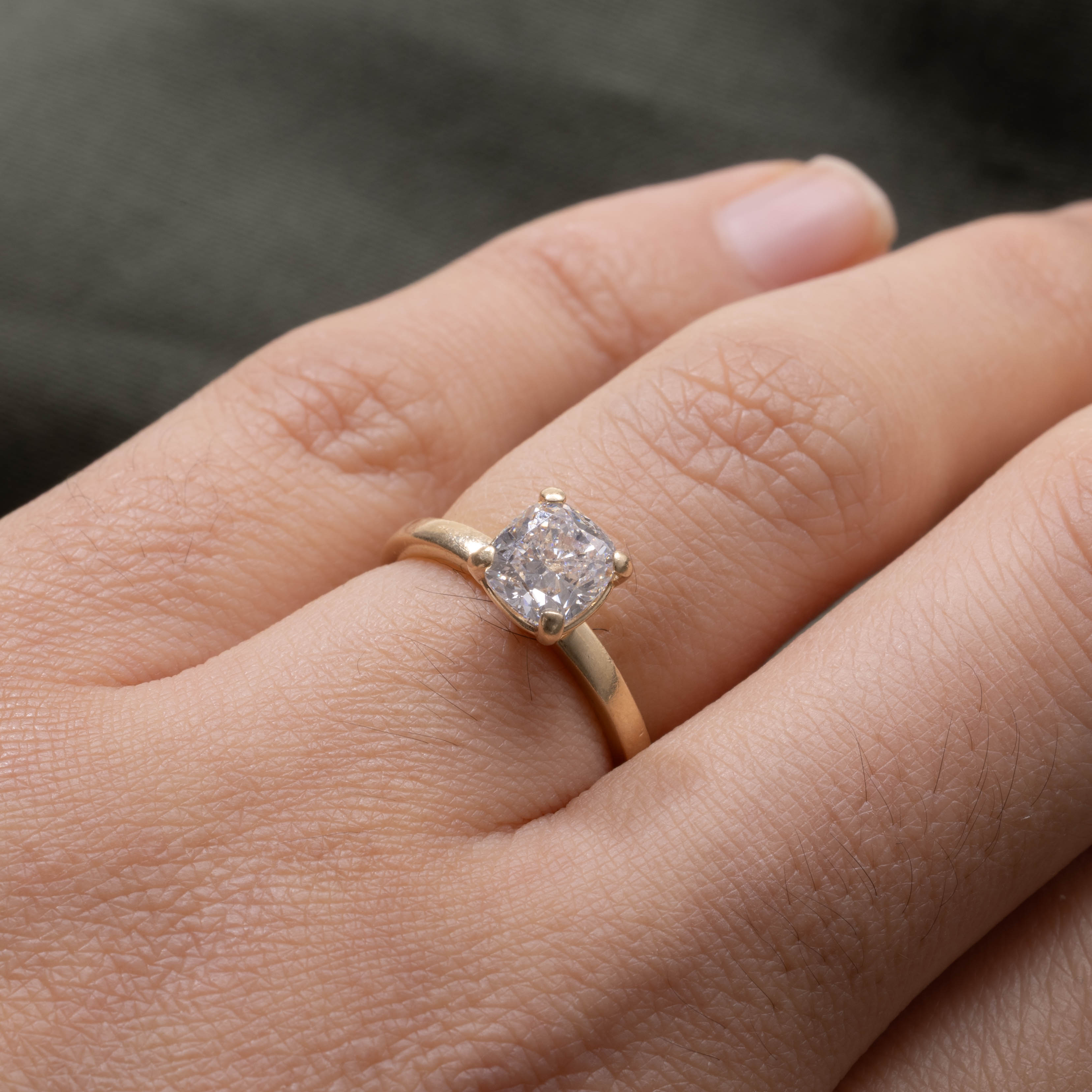 GIA Cushion Cut Solitaire Diamond Ring | 1.08ct VS2 F | SZ 4.5