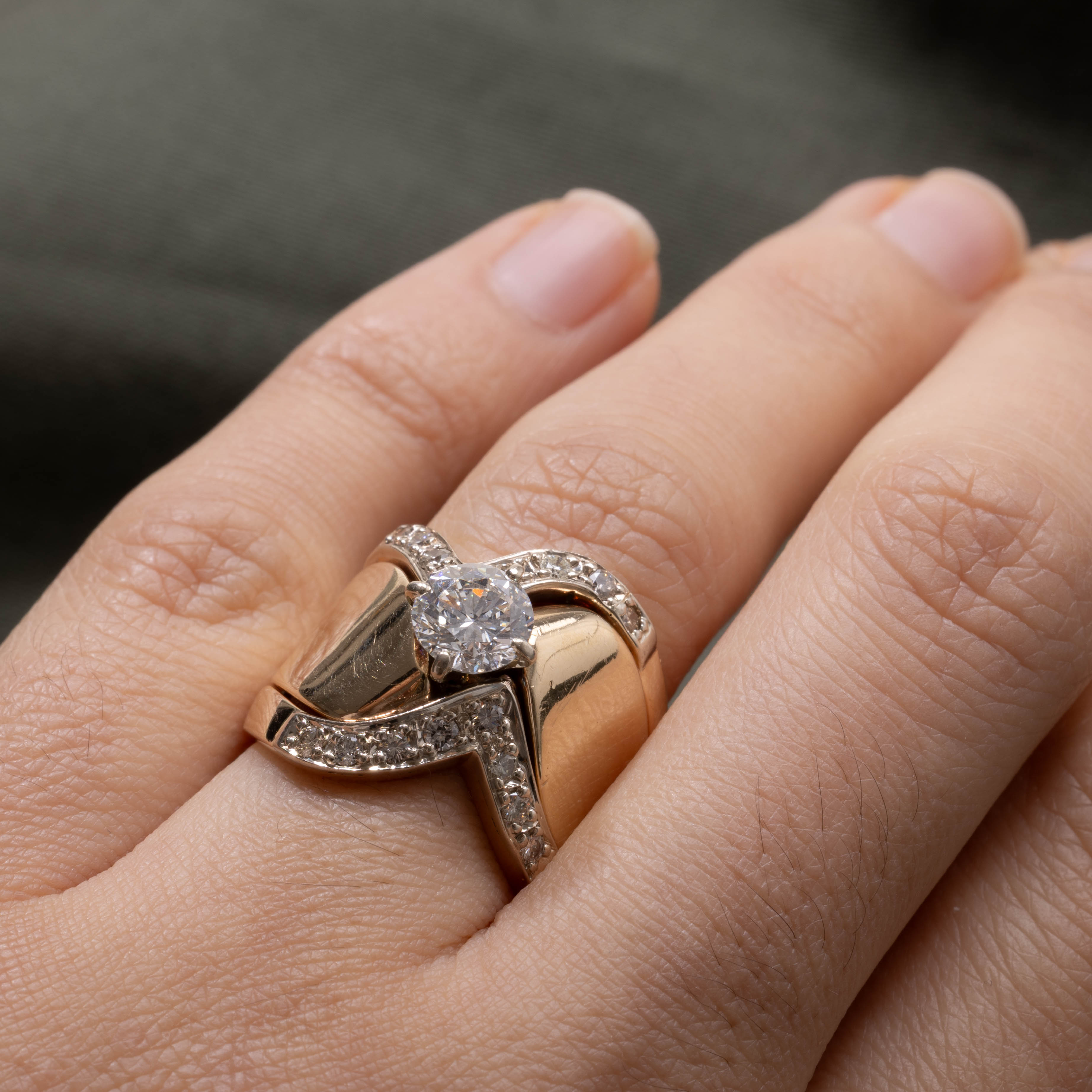 14K Diamond Abstract Soldered Diamond Ring Set | 0.40ctw | SZ 5.5