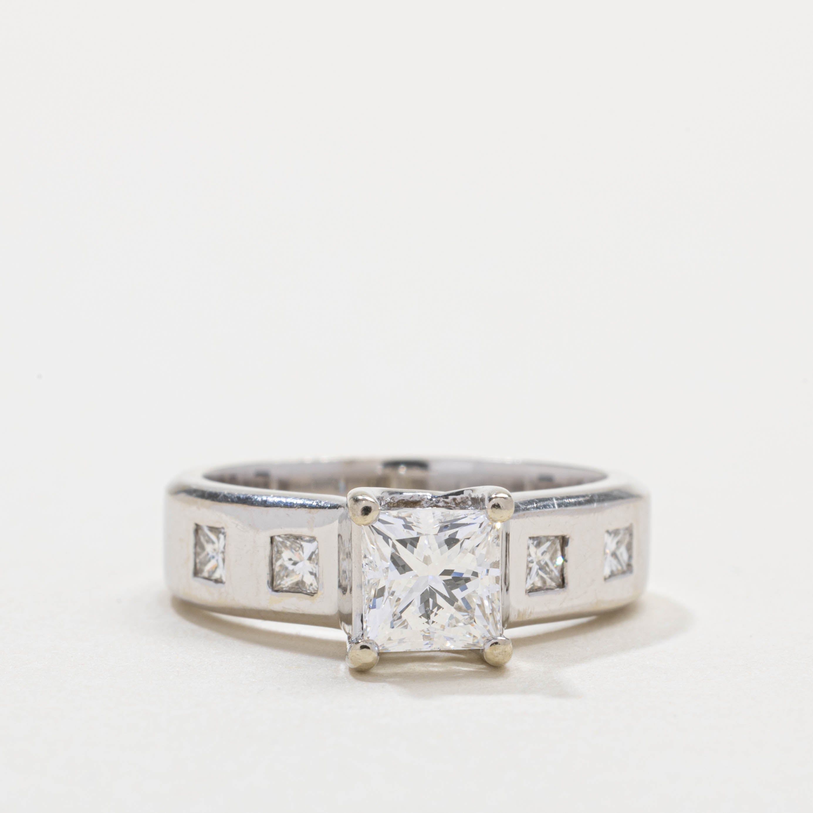 19K Princess Cut Diamond Engagement Ring | 1.43ctw VS1 G | SZ 6.0