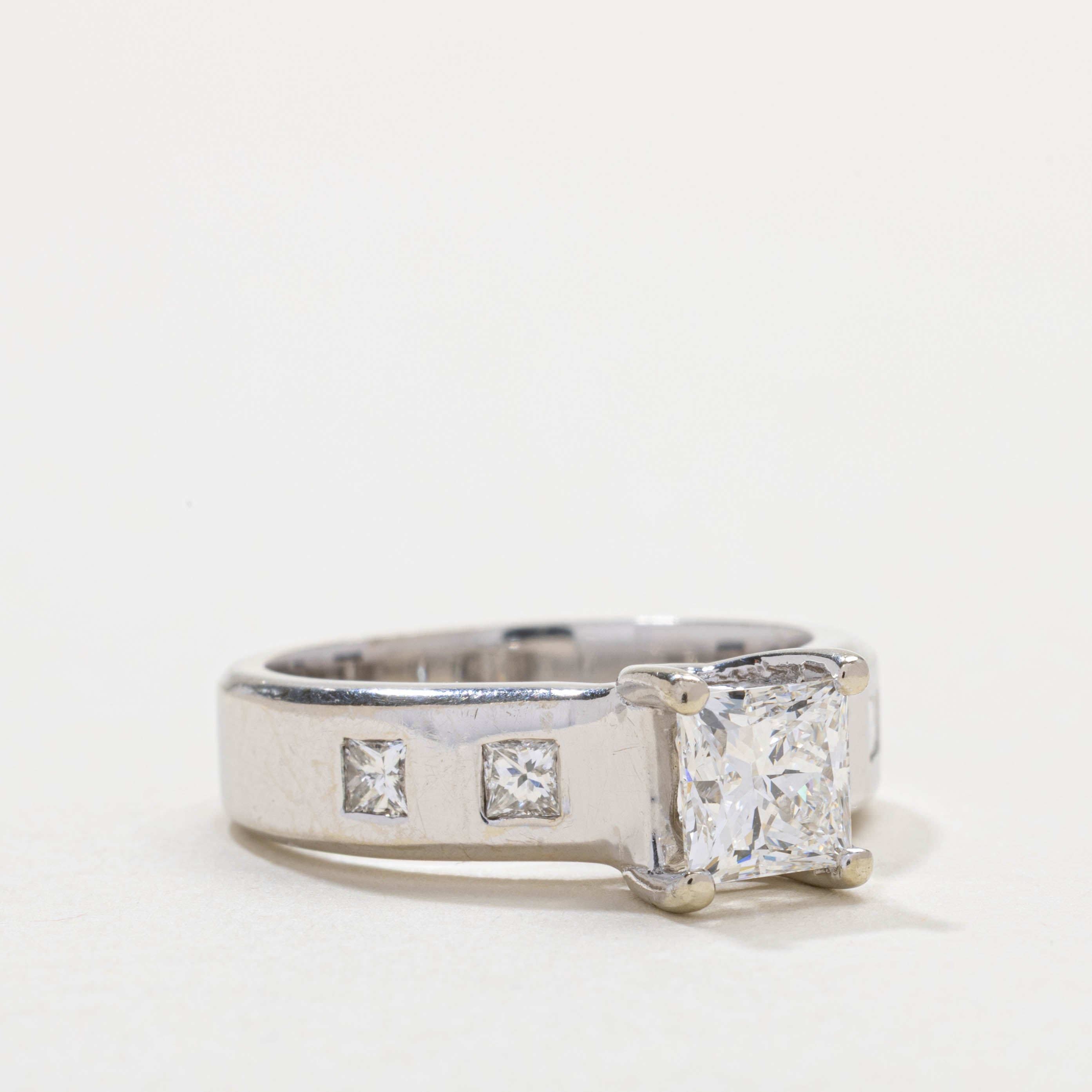 Bague de fiançailles en or 19 carats avec diamant taille princesse | 1,43 ct VS1 G | Taille 6,0