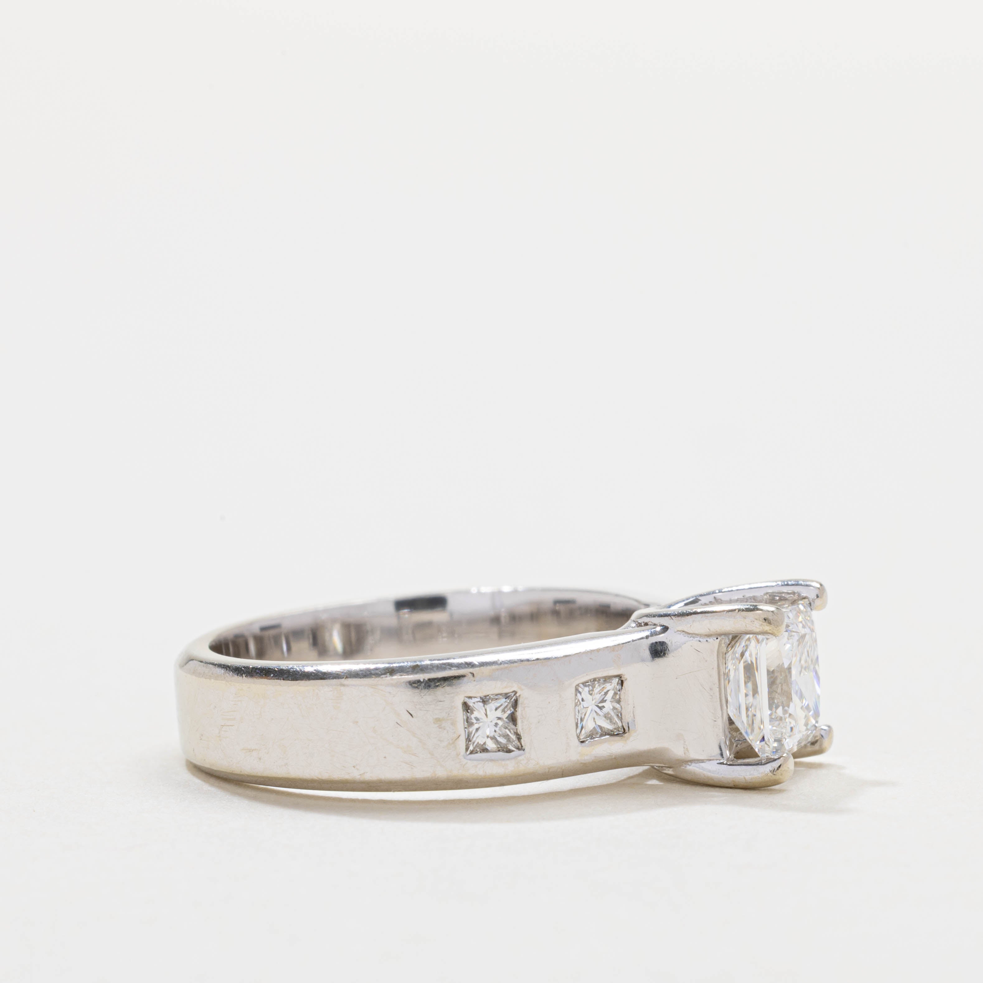 Bague de fiançailles en or 19 carats avec diamant taille princesse | 1,43 ct VS1 G | Taille 6,0