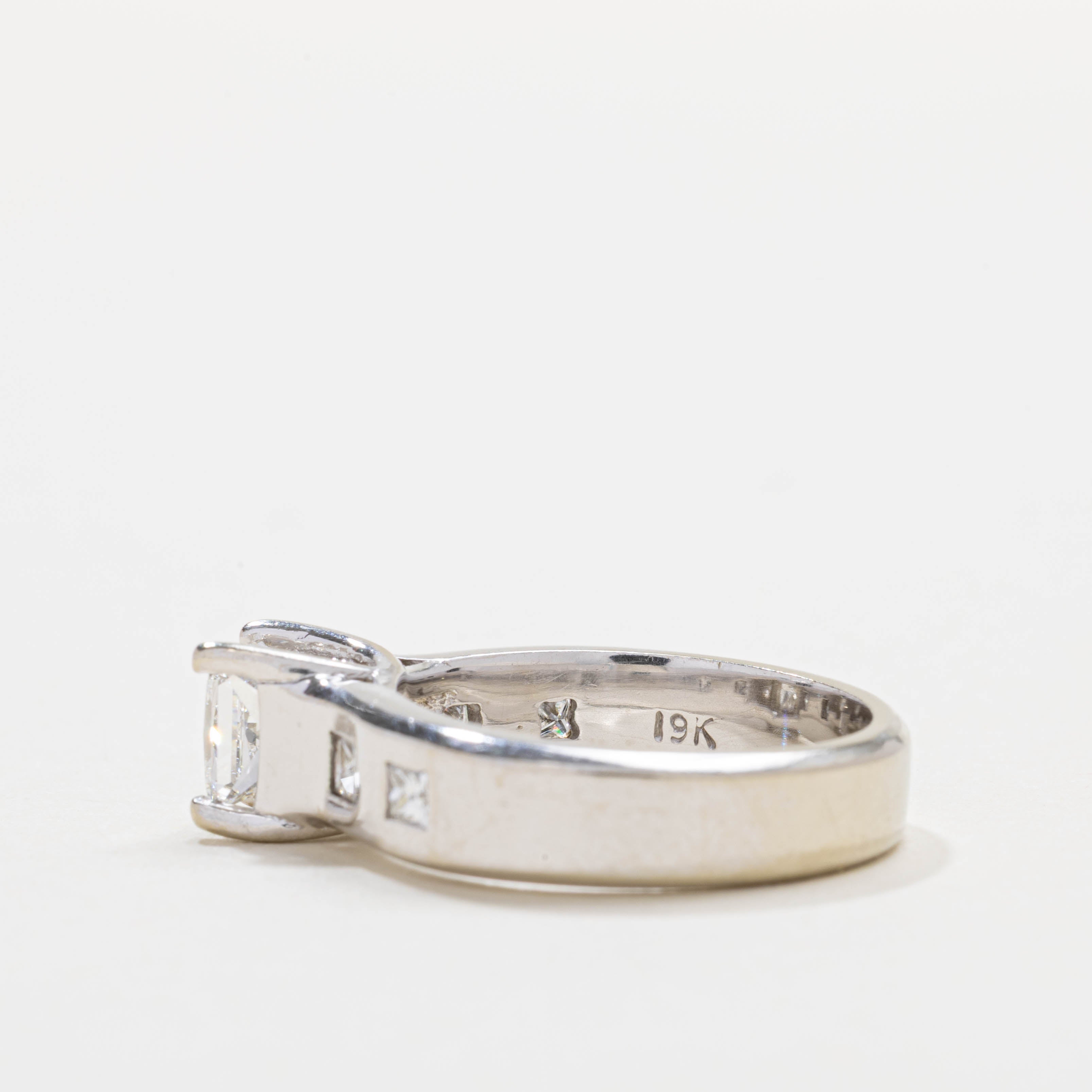 Bague de fiançailles en or 19 carats avec diamant taille princesse | 1,43 ct VS1 G | Taille 6,0