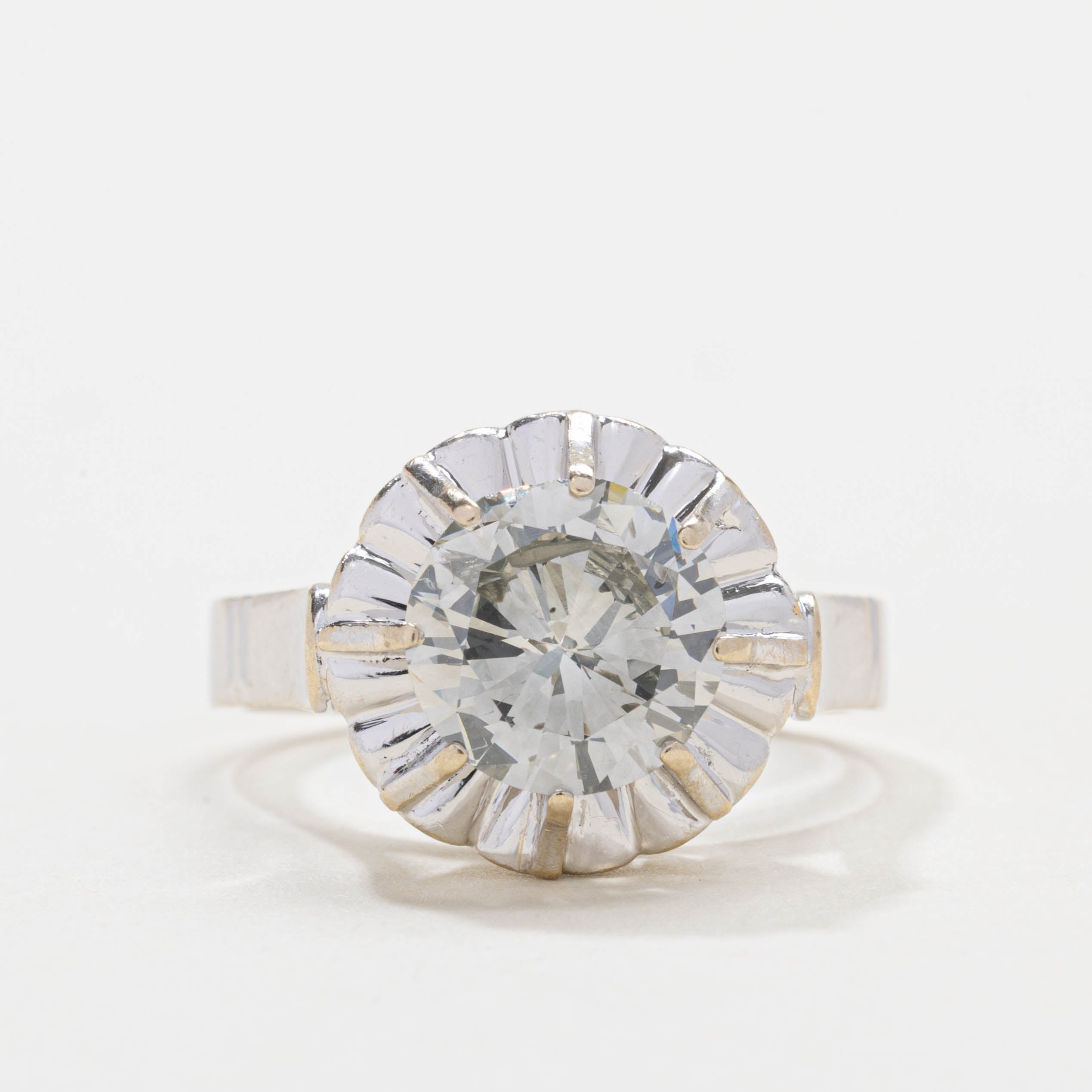 Bague solitaire texturée en or 18 carats sertie d'un diamant texturé | 2,0 ct I2 J | Taille 7,25