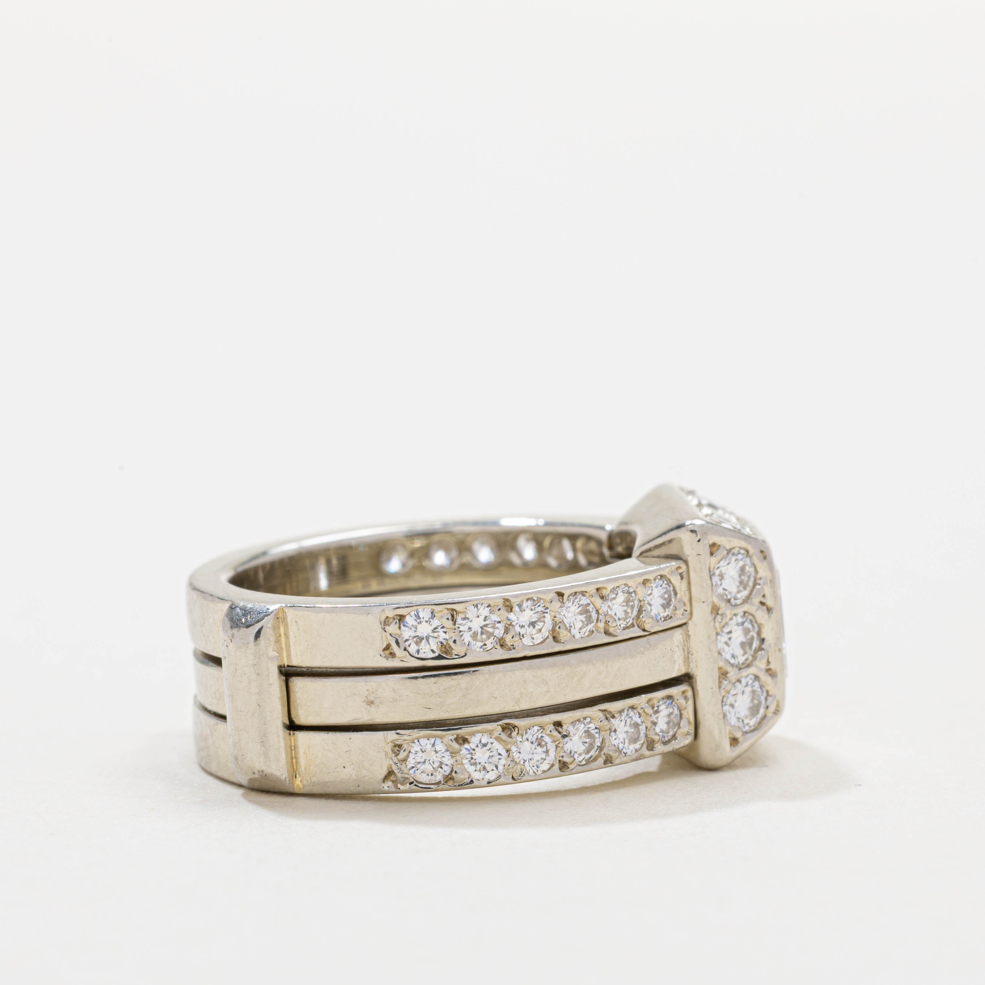 Alliance en diamant taille princesse certifiée GIA | 1,0 ct VS1 D, 1,14 ct au total | Taille 5,0