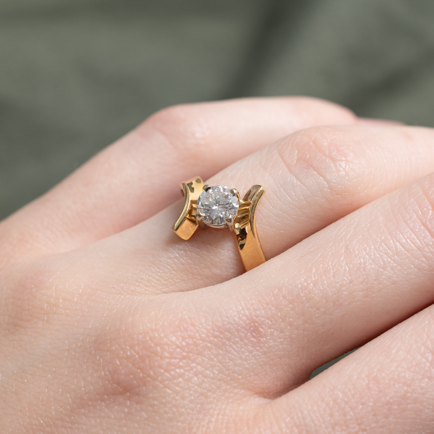 Diamond Bypass Engagement Ring | 0.72ct SI1 GF/G | SZ 4.75