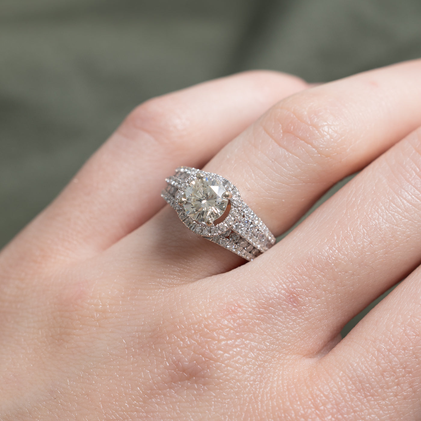 Diamond Halo Engagement Ring | 1.12 I2 M/N, 1.00ctw | SZ 5