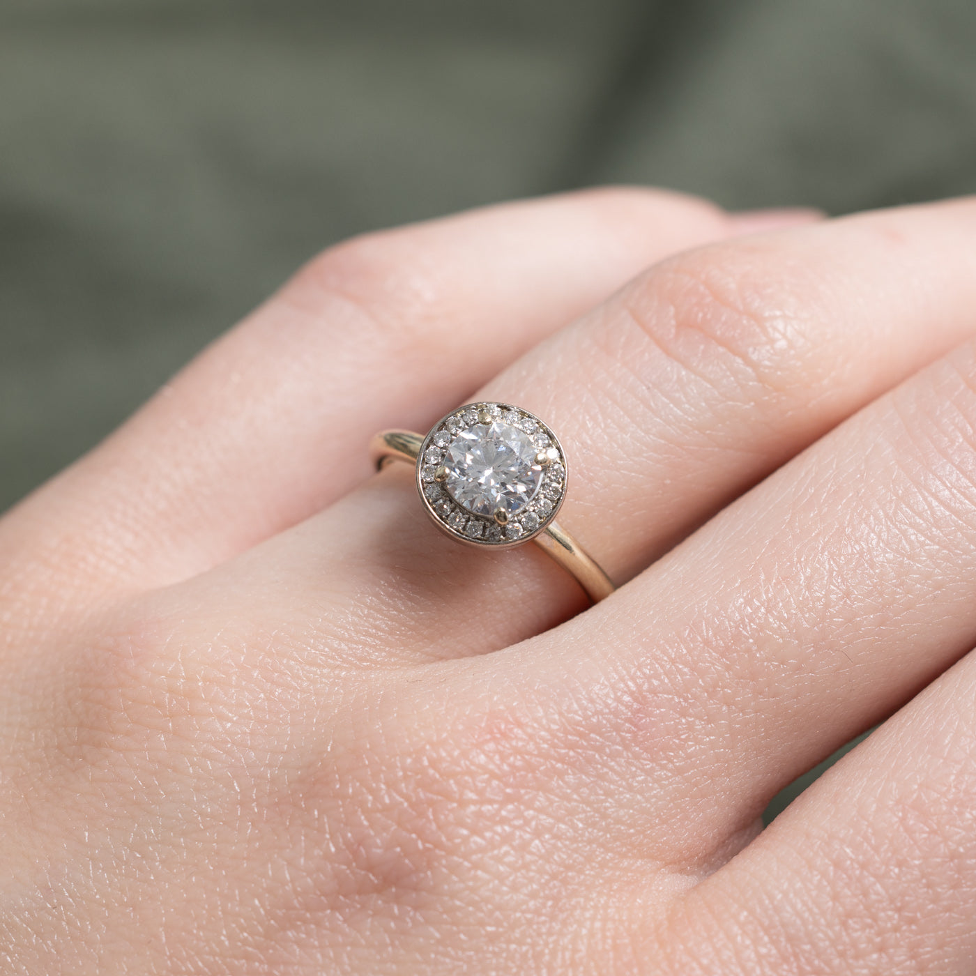 GIA Diamond Halo Engagement Ring | 0.80ct SI1 F Ex, 0.22ctw | SZ 5.25