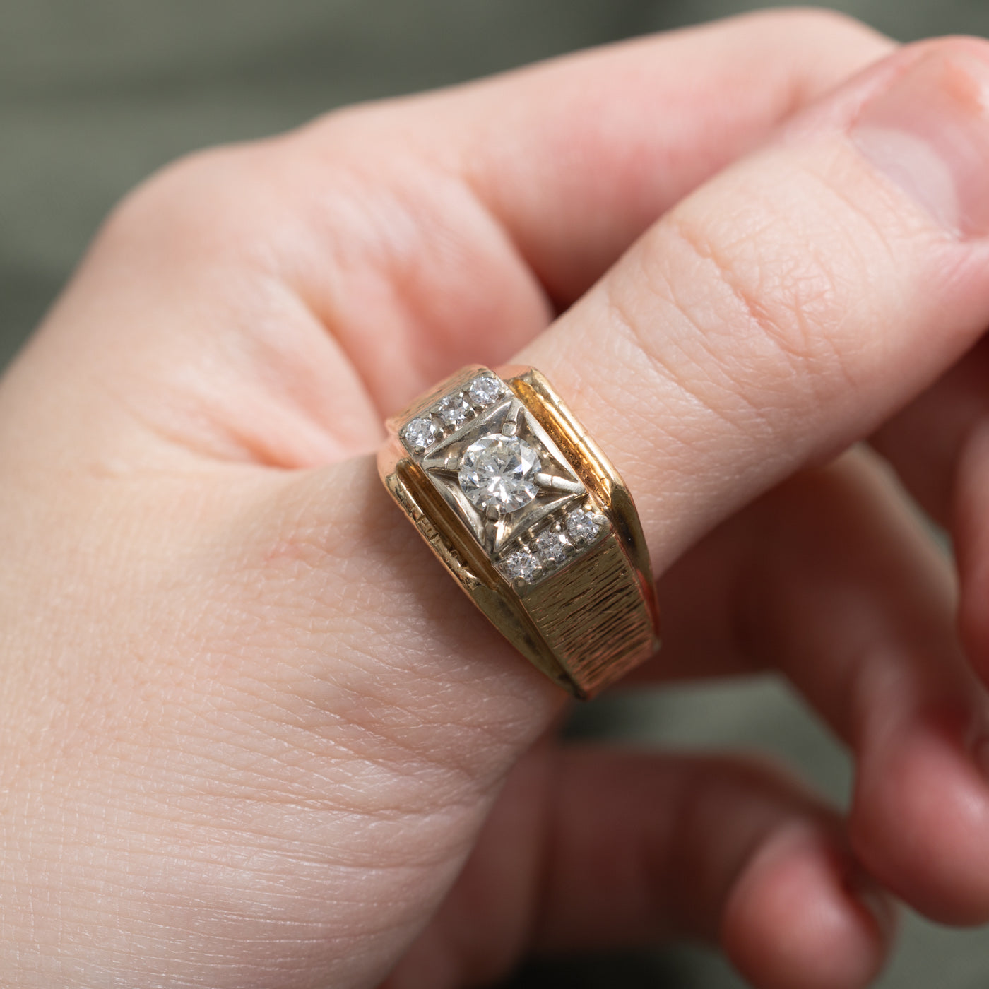 Diamond Textured Chunky Ring | 0.83ctw | SZ 10