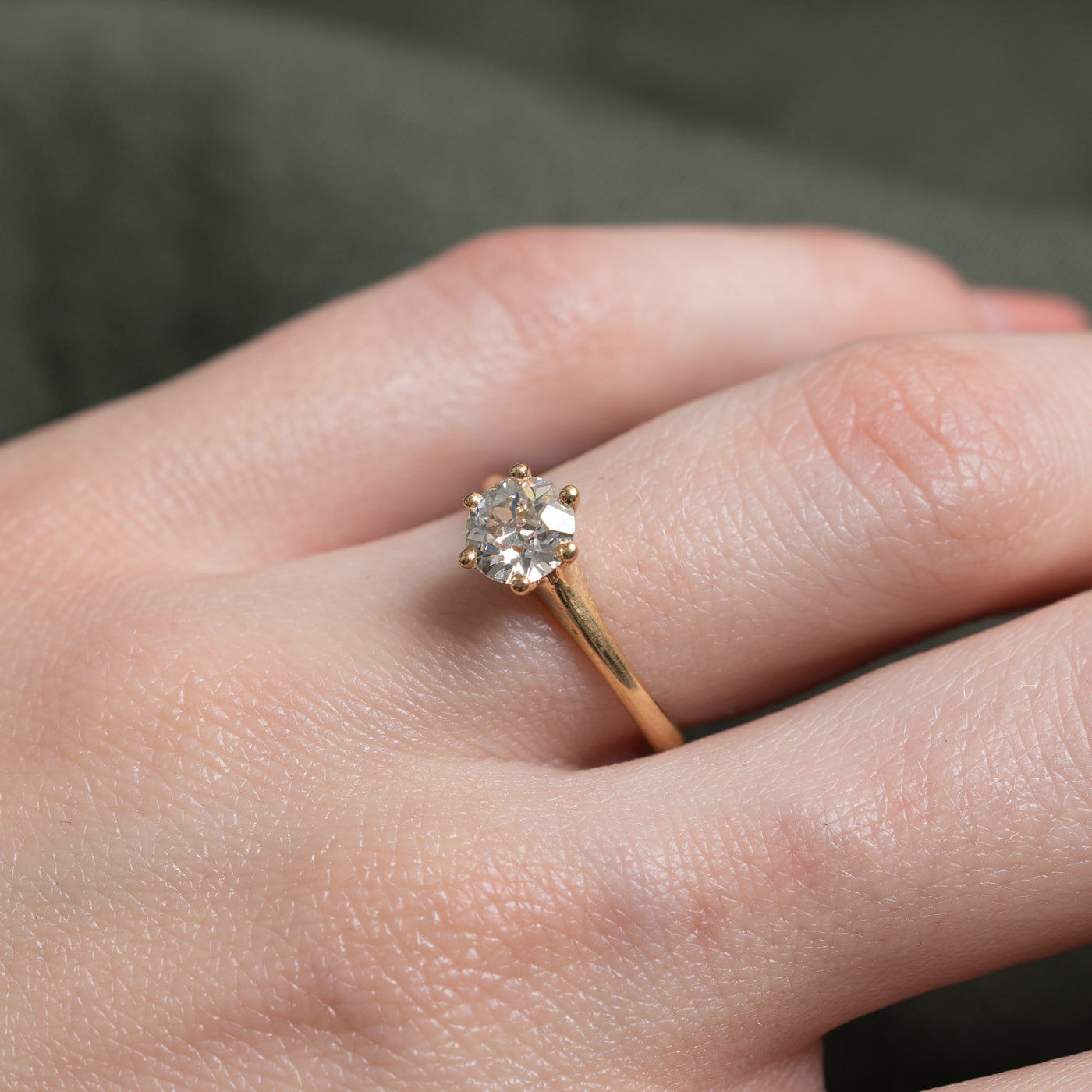 18k Old European Cut Solitaire Diamond Ring | 0.80ct SI1/SI2 I/J | SZ 5.5