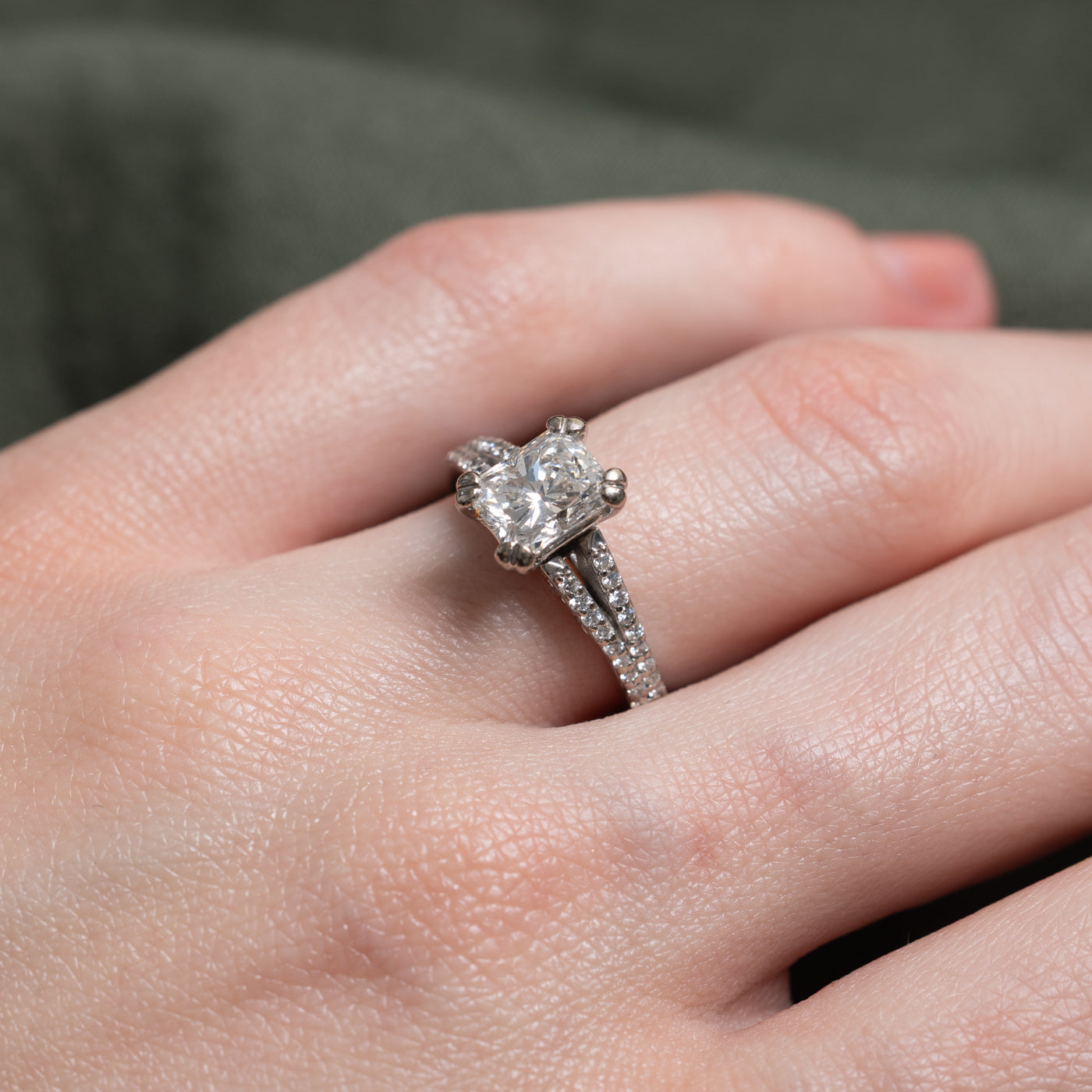 'Tacori' 18k Radiant Cut Diamond Accented Ring | 1.50ct VVS1/VVS2 H/I, 0.30ctw | SZ 4.75