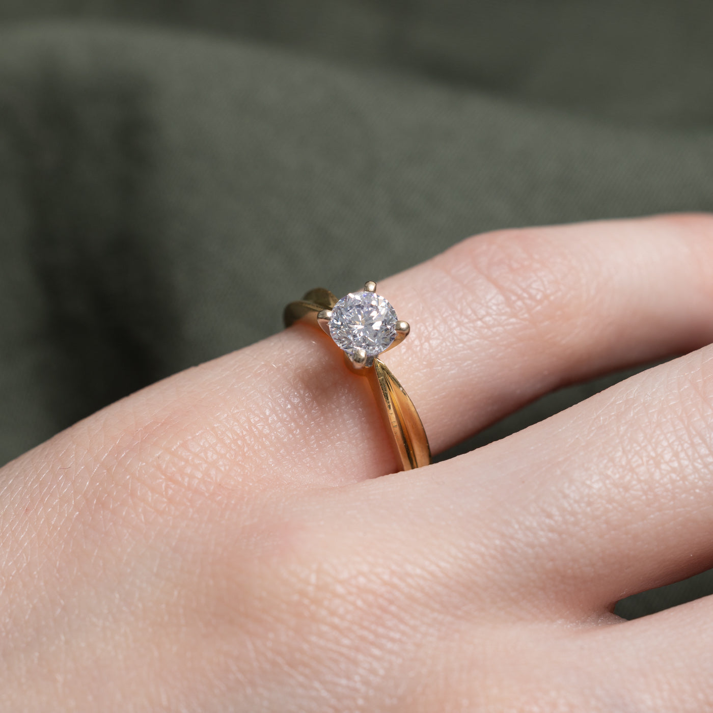 18k Solitaire Round Brilliant Cut Diamond Ring | 0.59ct I1/I2 G/H | SZ 4.0