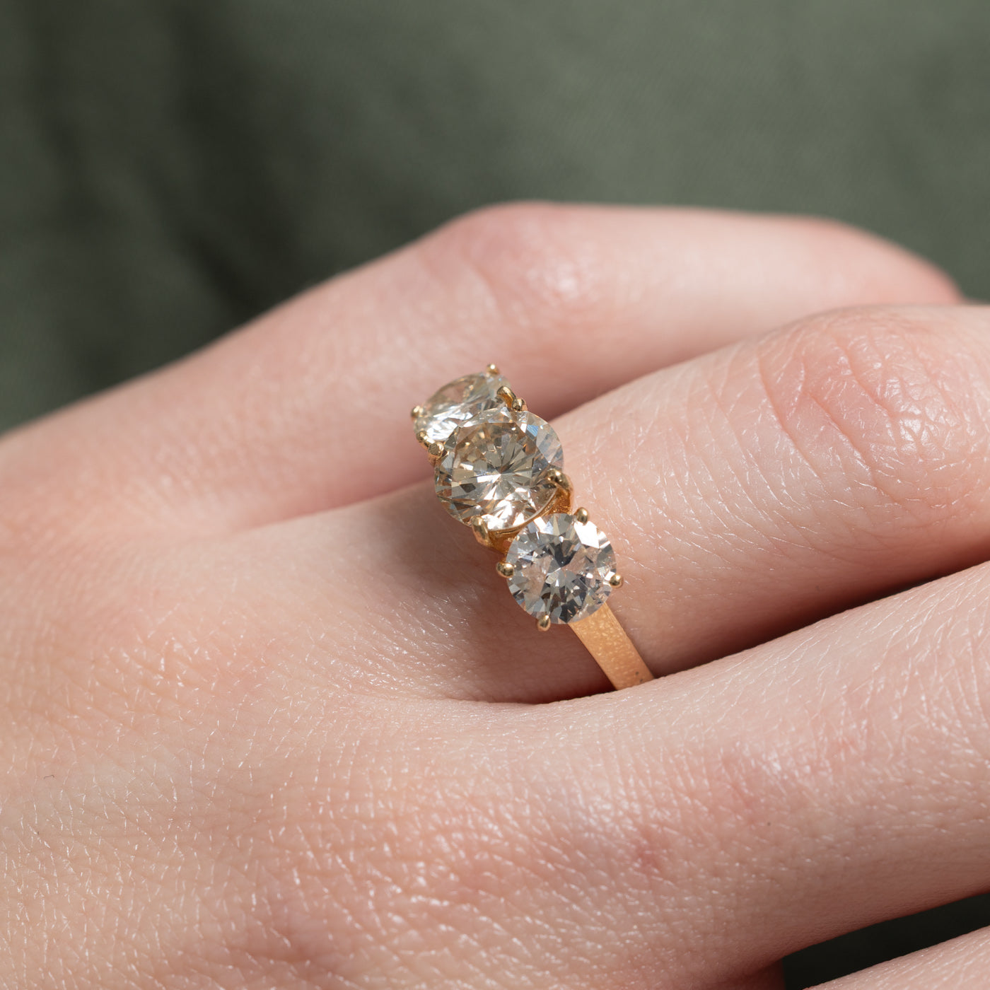 14k Three Stone Diamond Ring | 2.95ctw I1/I2 J/K | SZ 5.75