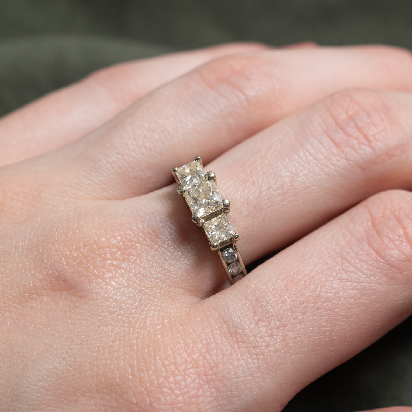 Canadian Princess Cut Diamond Accented Ring | 0.90ct SI2 I, 0.99ctw | SZ 7.5