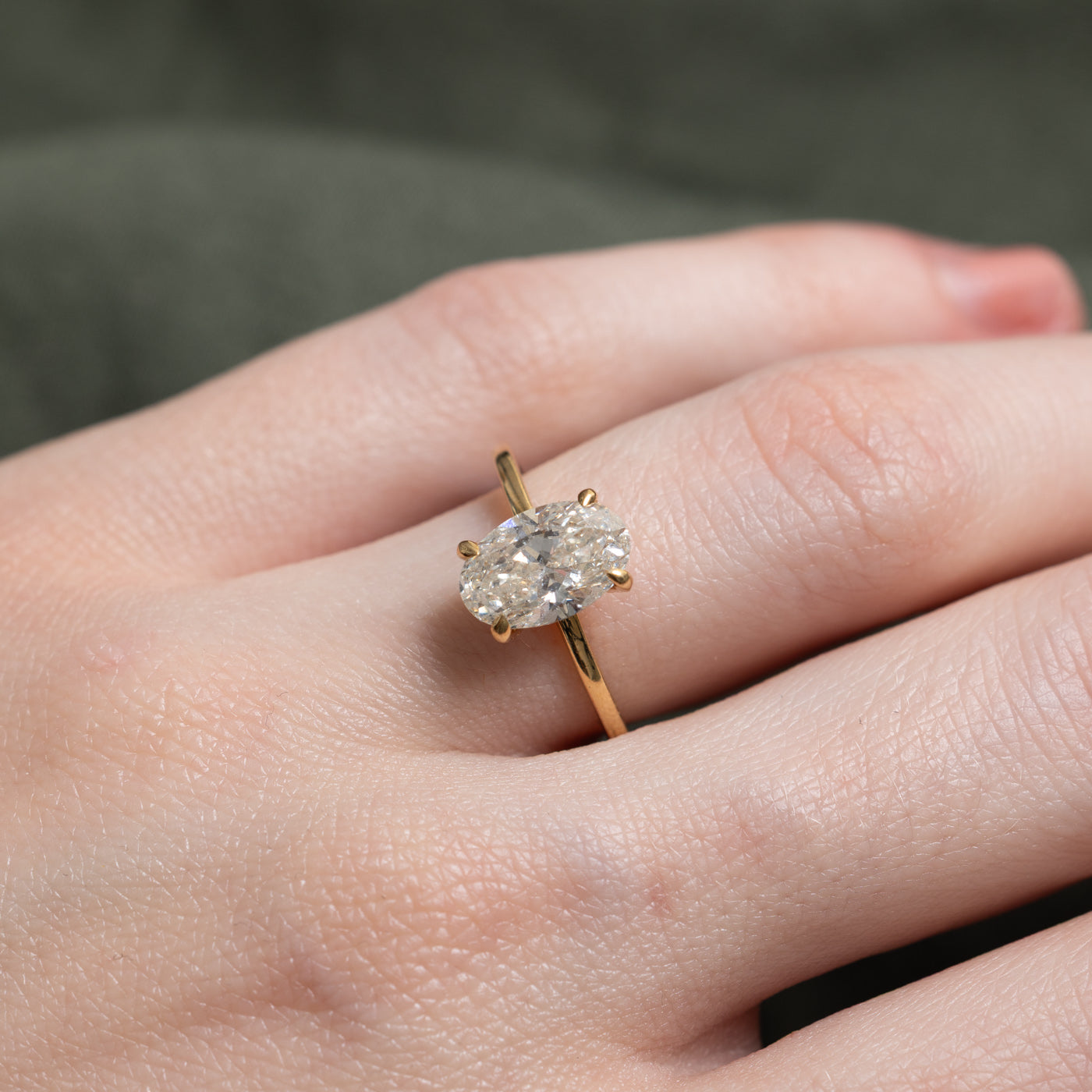 HRD Oval Cut Solitaire Diamond Hidden Halo Ring | 1.70ct SI2 J, 0.09ctw | SZ 5.5