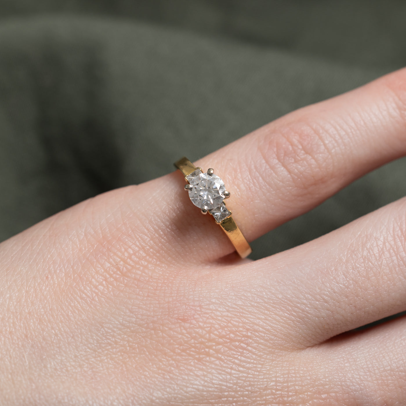 GIA Round Brilliant Cut Diamond Accented Ring | GIA 0.62ct VVS1 F, 0.18ctw | SZ 3.5