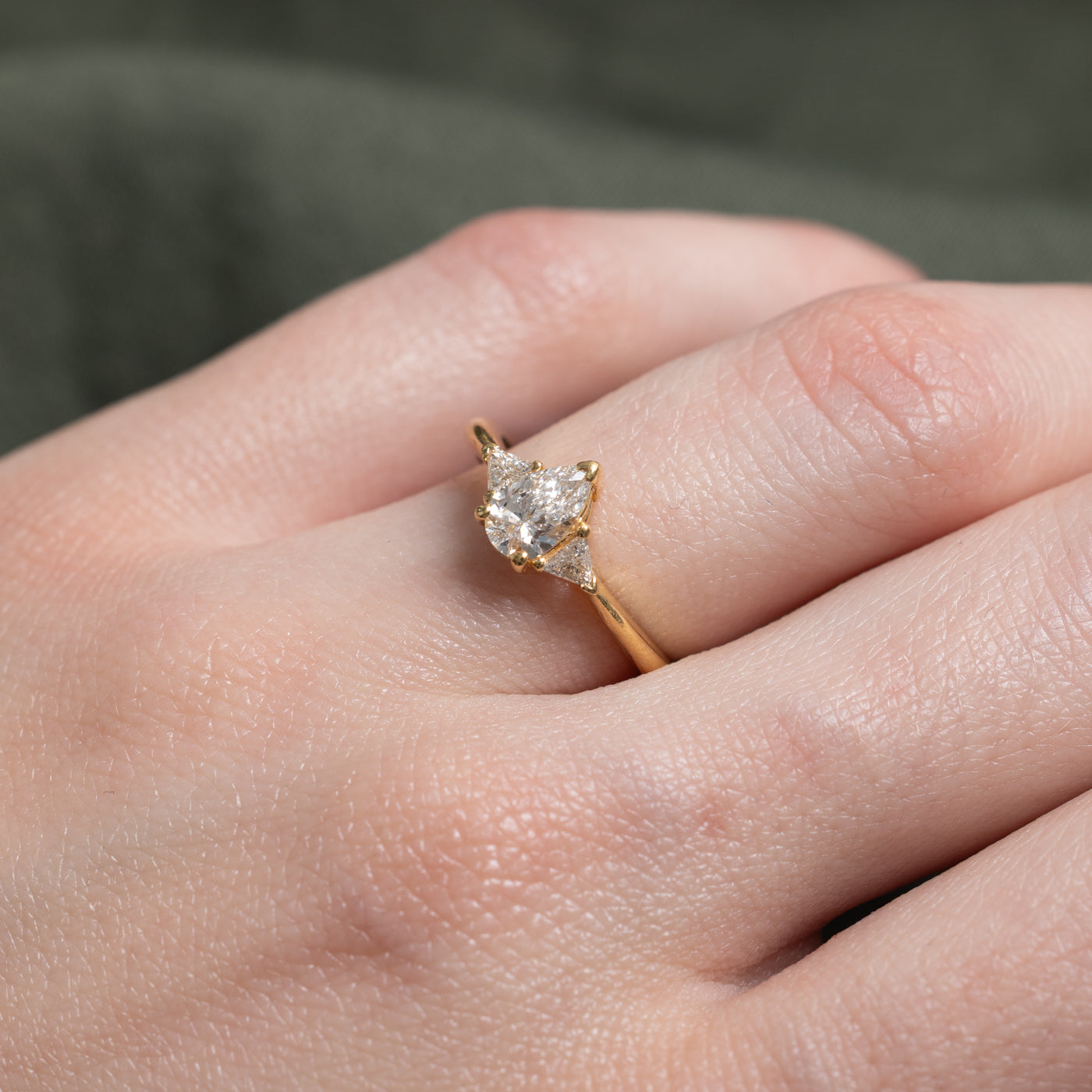 GIA Pear Cut Diamond Accented Engagement Ring | GIA 0.50ct SI1 F, 0.22ctw | SZ 4.5