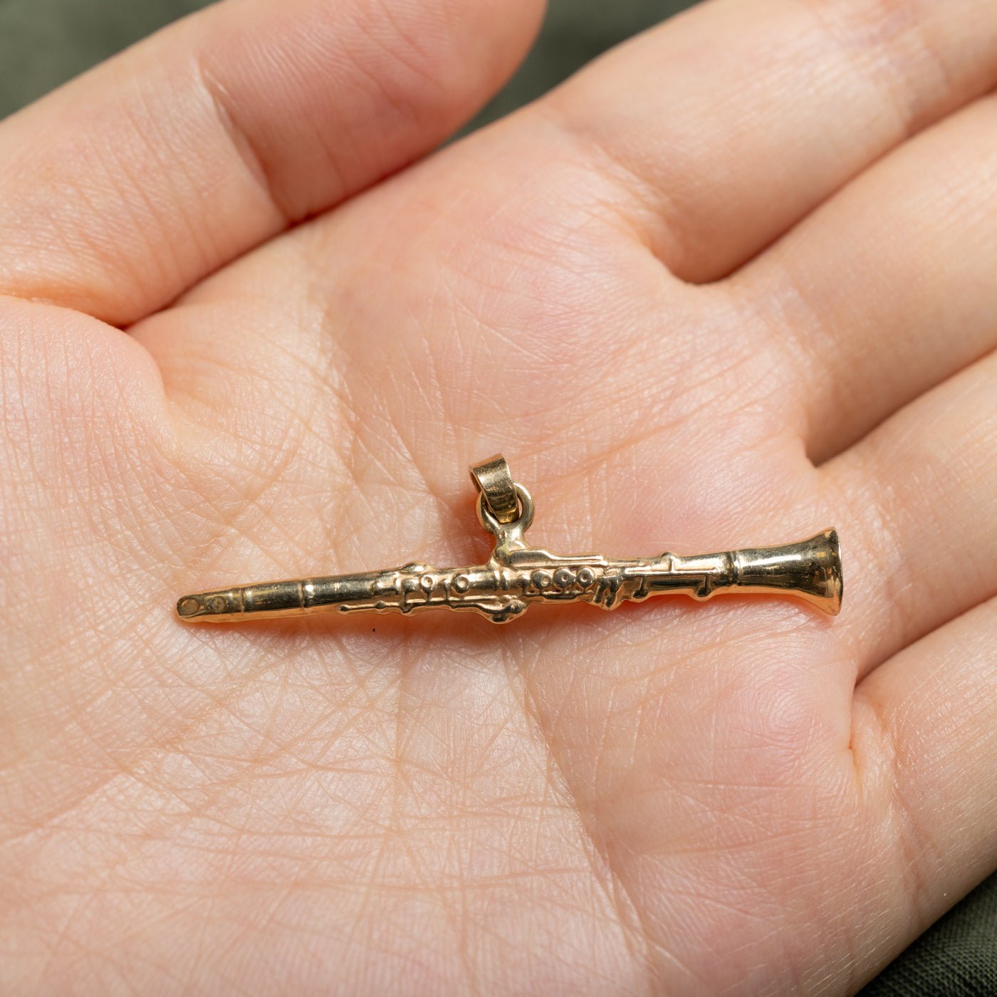14k Yellow Gold Clarinet Charm