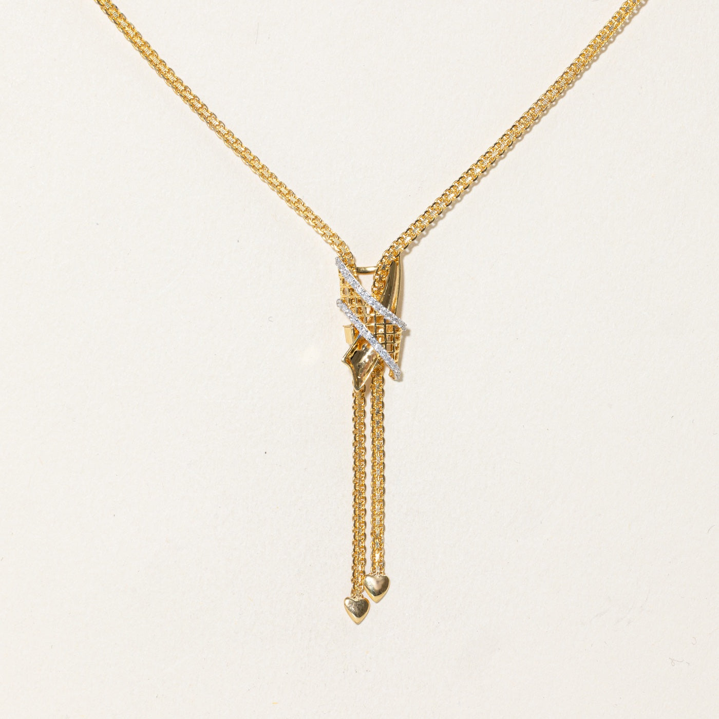 18k Two Tone Accent Diamond Bolo-Style Necklace | 26"