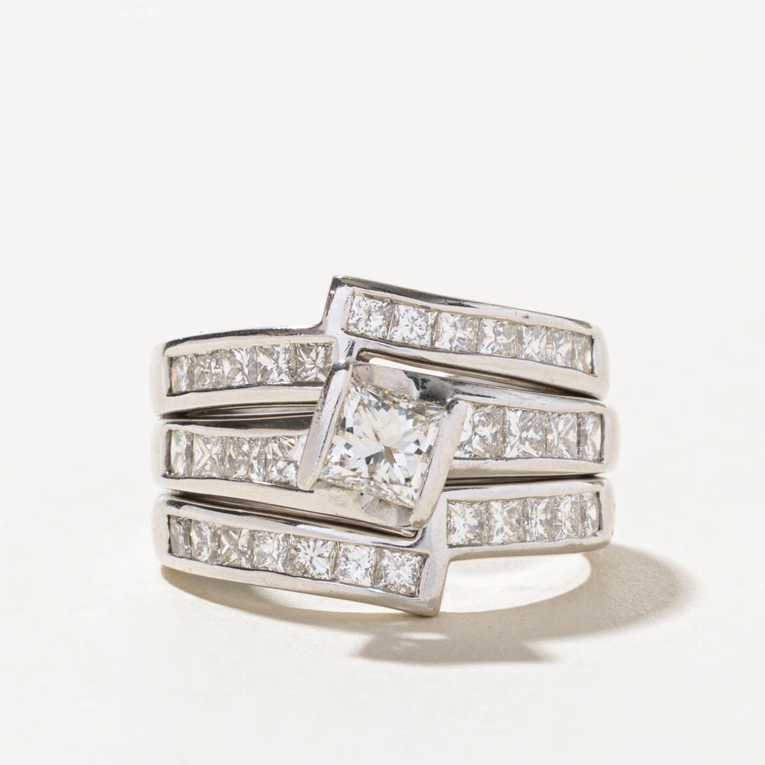 18k Channel Set Diamond Architectural Stacked Ring | 2.43ctw | SZ 5.75