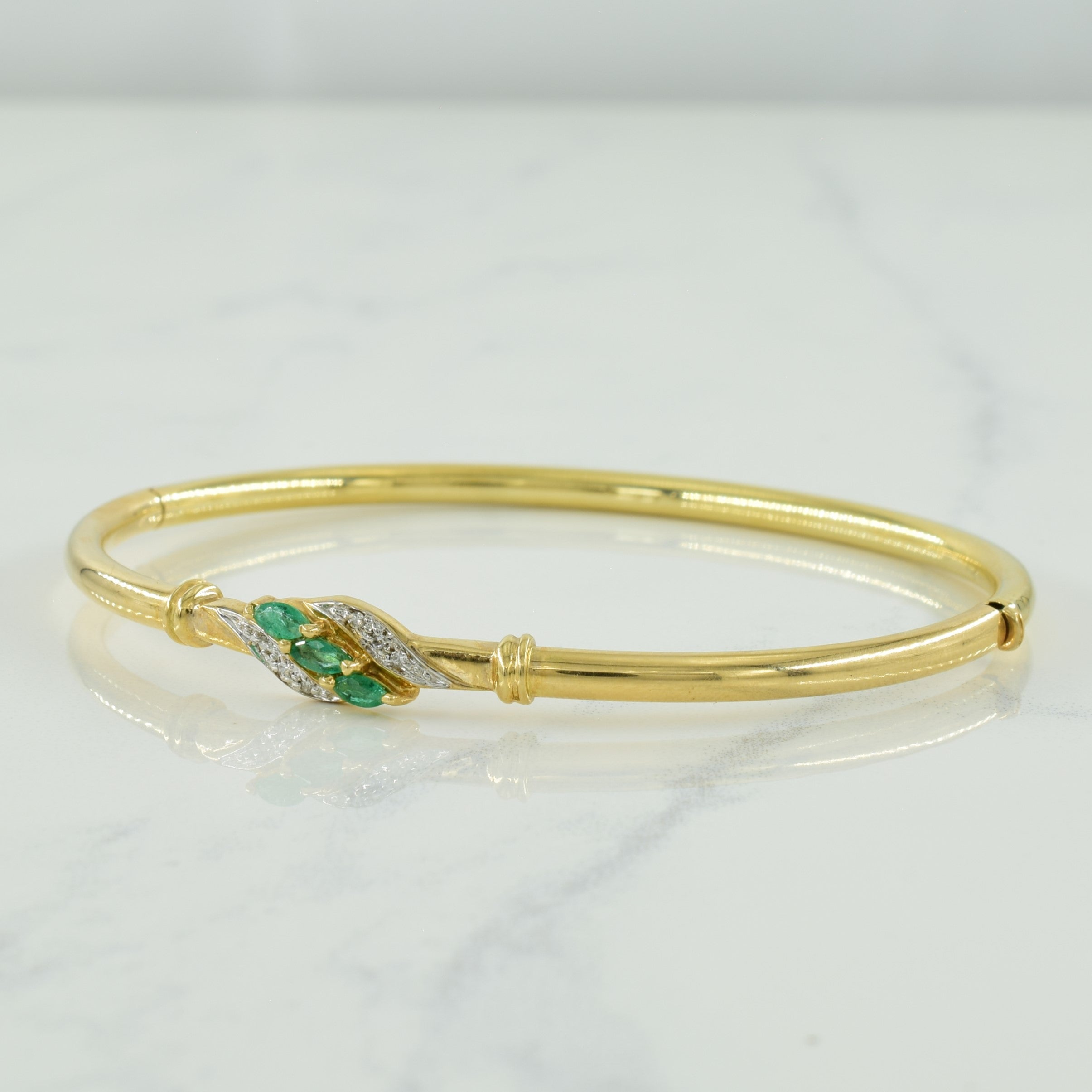 Emerald & Diamond Bangle | 0.21ctw, 0.03ctw | 7.5" |