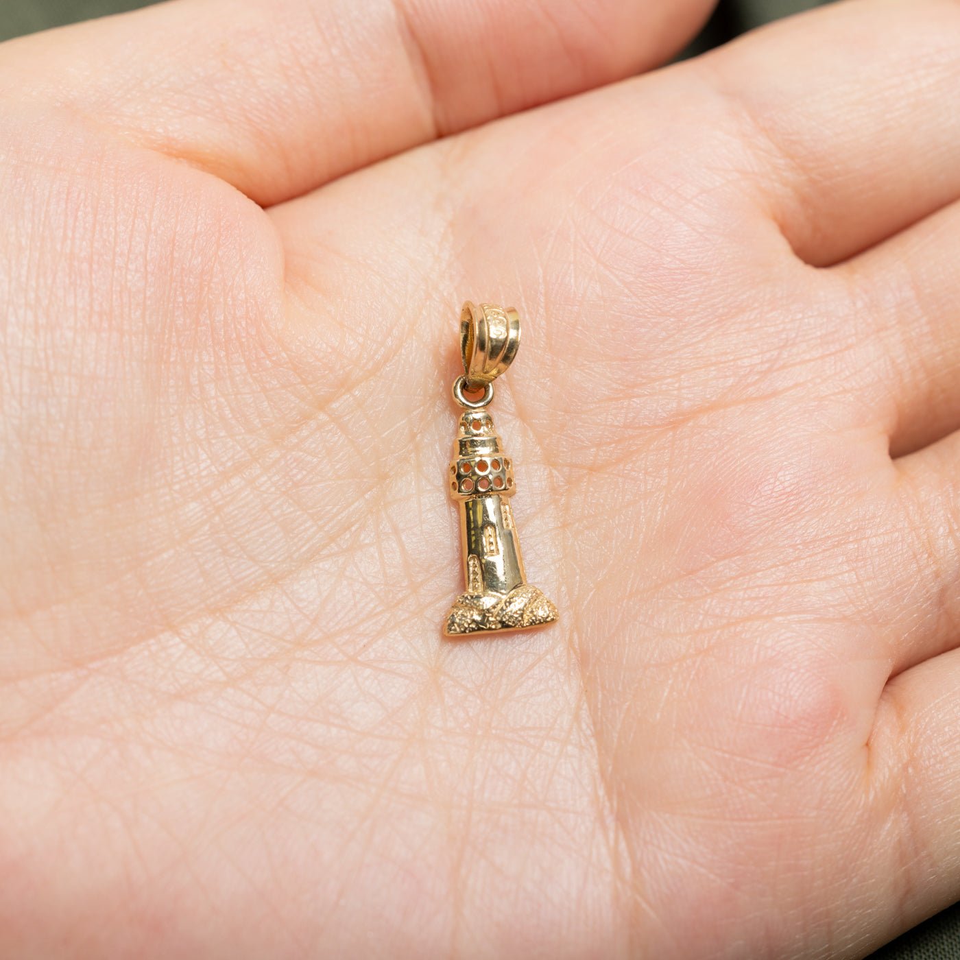 10k Yellow Gold Lighthouse Charm