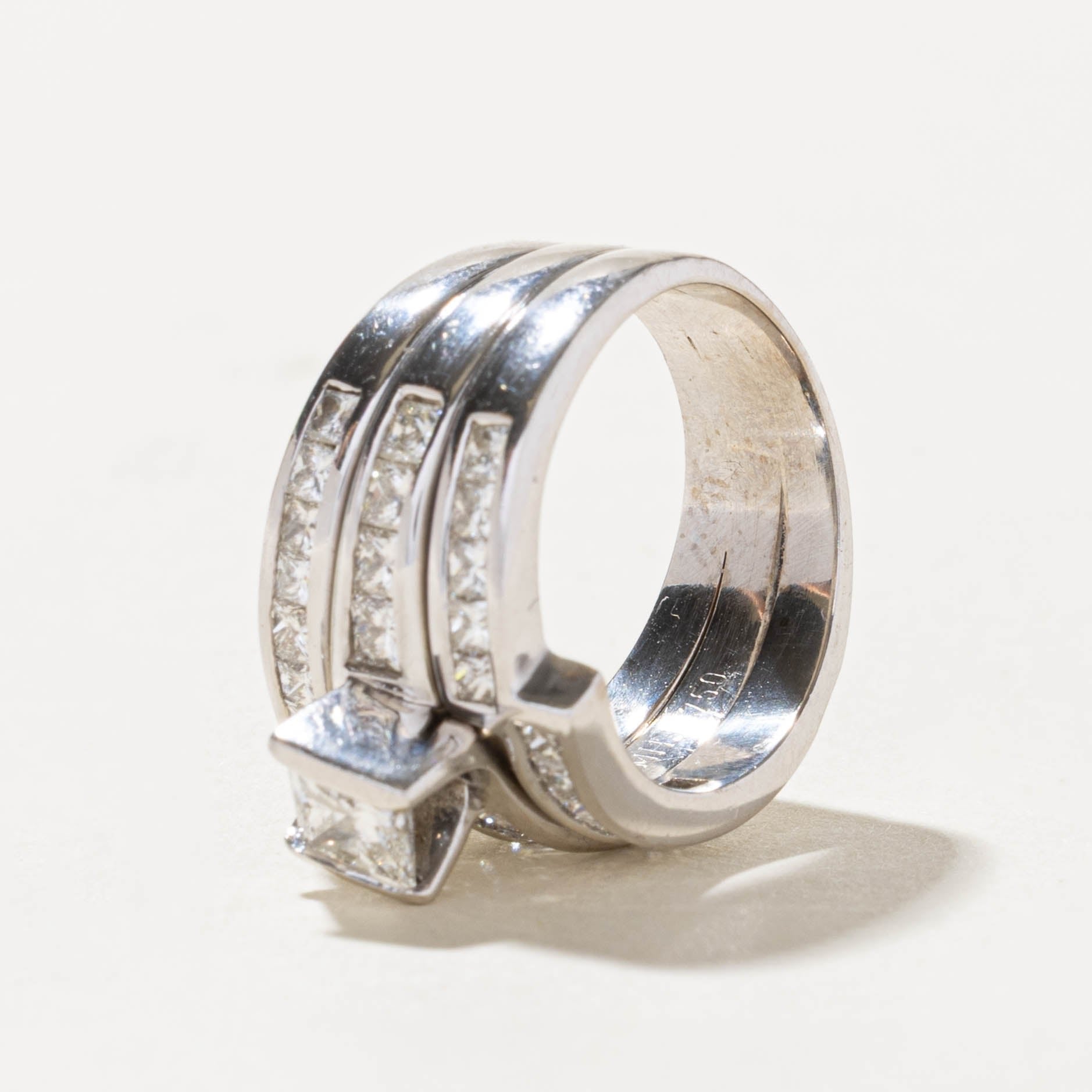 18k Channel Set Diamond Architectural Stacked Ring | 2.43ctw | SZ 5.75
