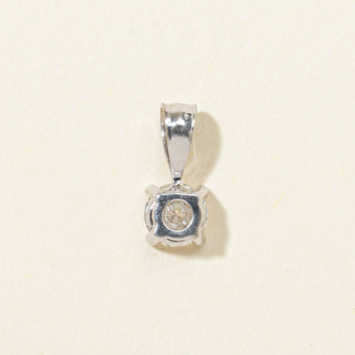14k Solitaire Diamond Plain Pendant | 0.41ct I2 J