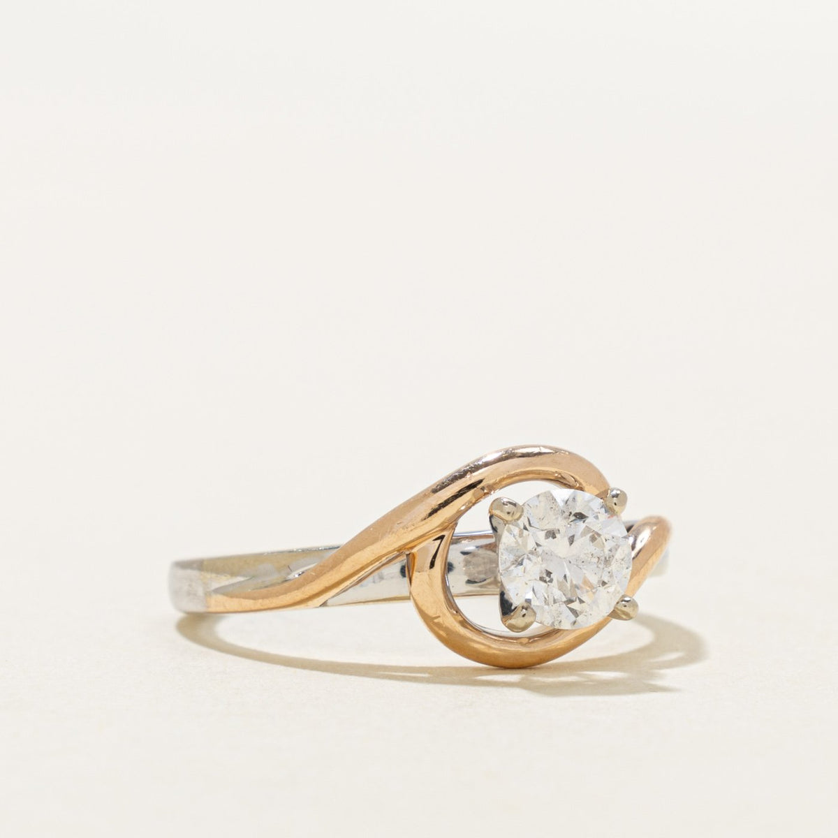 Solitaire Canadian Diamond Bypass Ring | 0.66ct I1 F | SZ 7.25