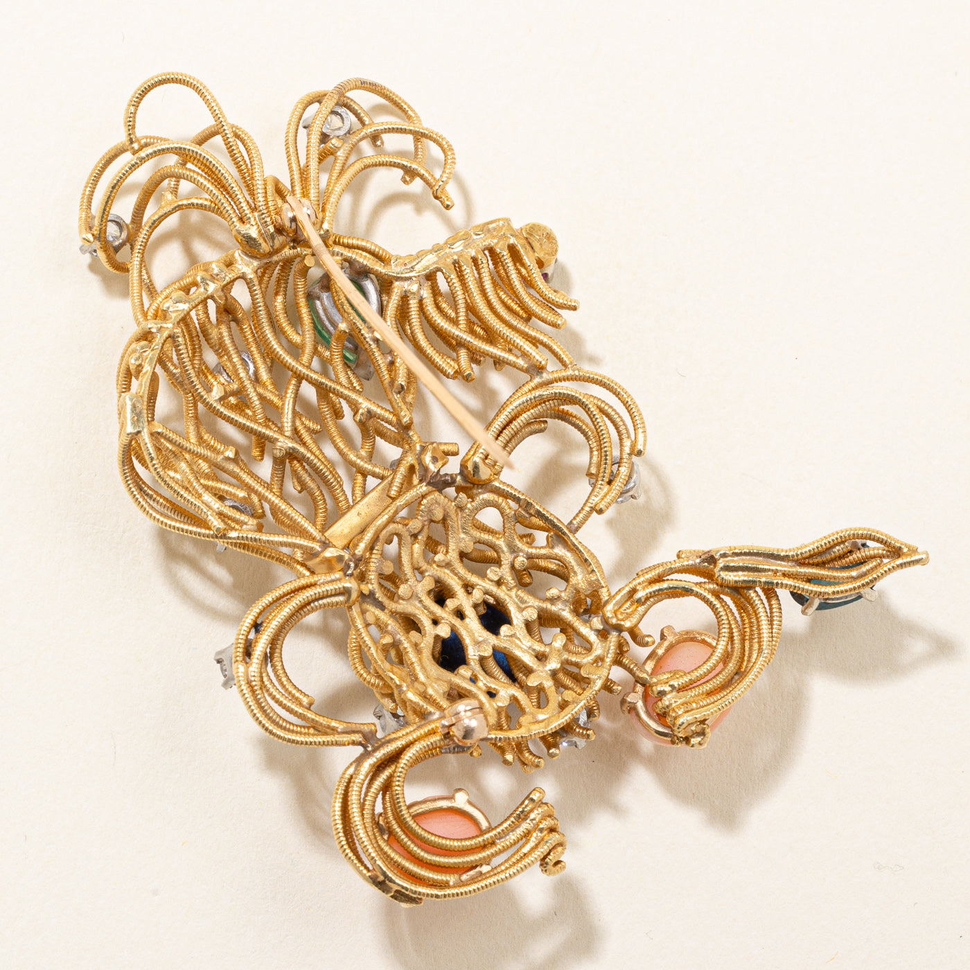 Vintage Emerald, Sapphire, Opal, Diamond Multi Gems Dog Brooch | 6.70ctw |