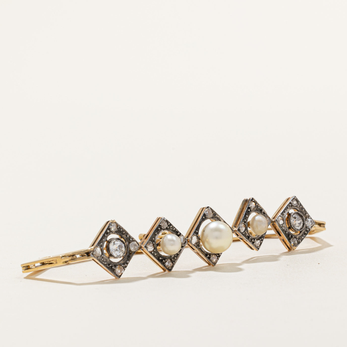 Antique Old Cut Diamond & Pearl Bracelet | 0.60ctw | 7" |