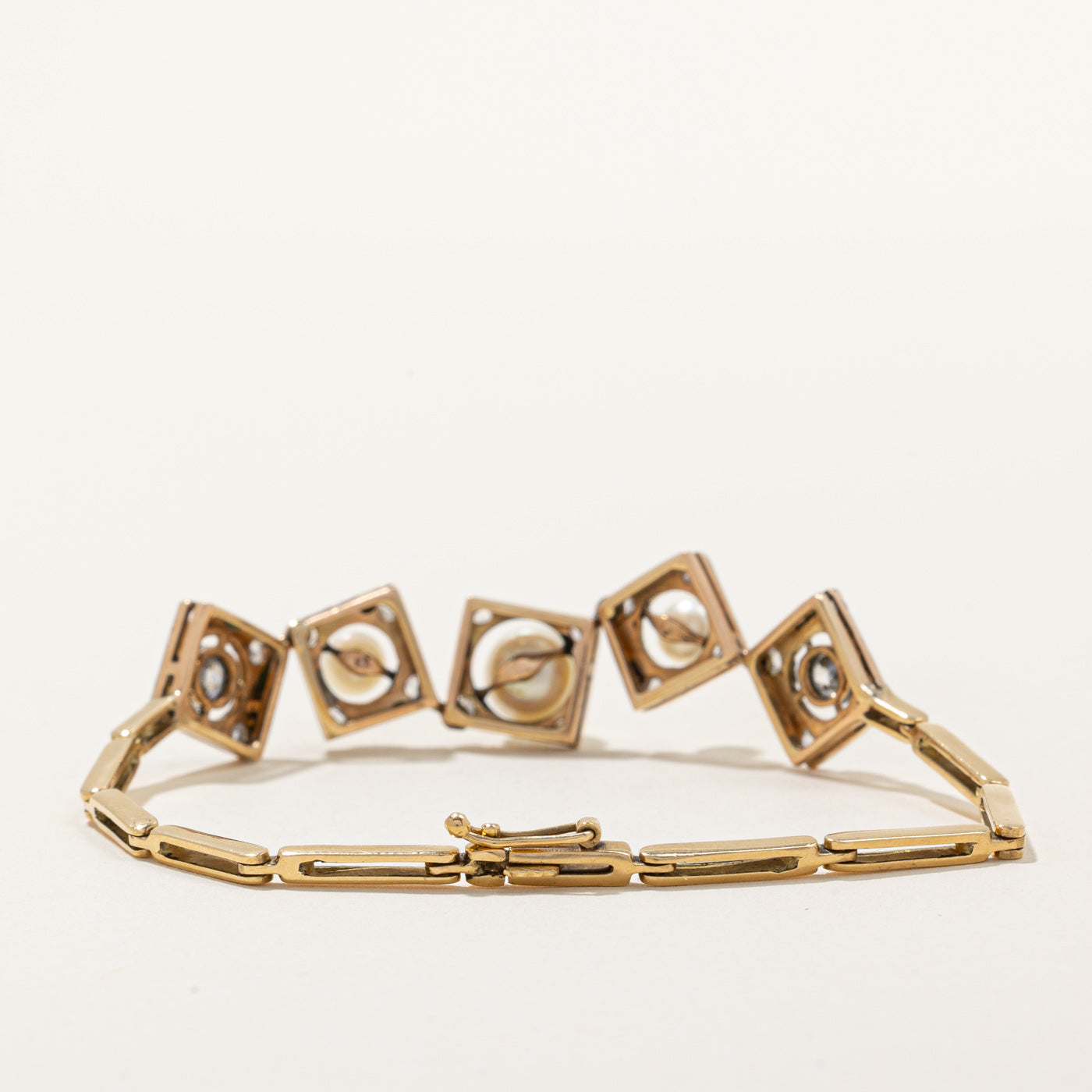 Antique Old Cut Diamond & Pearl Bracelet | 0.60ctw | 7" |