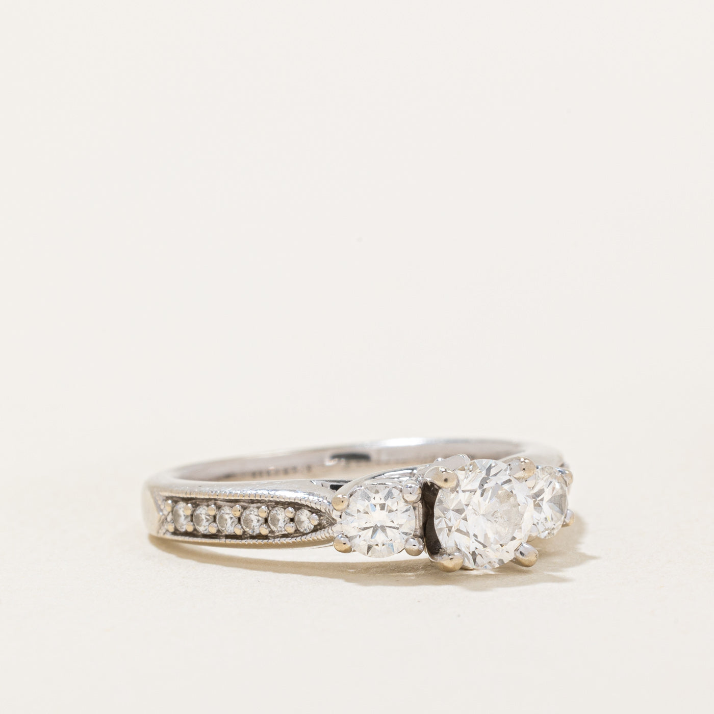 Three Stone Diamond with Accent Diamonds 14k Ring | 0.5ct, 0.3ctw, 0.05ctw | SZ 5.5 |