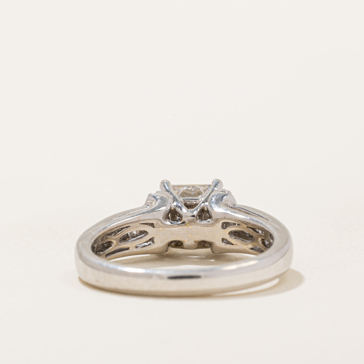 18k White Gold Princess Cut Diamond Engagement Ring | 1.01ct, 0.28ctw, 0.08ctw | SZ 6.5 |