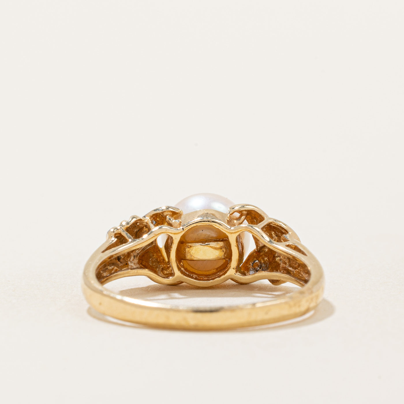 Pearl & Diamond Cocktail Ring | 0.02ctw | SZ 6.75 |