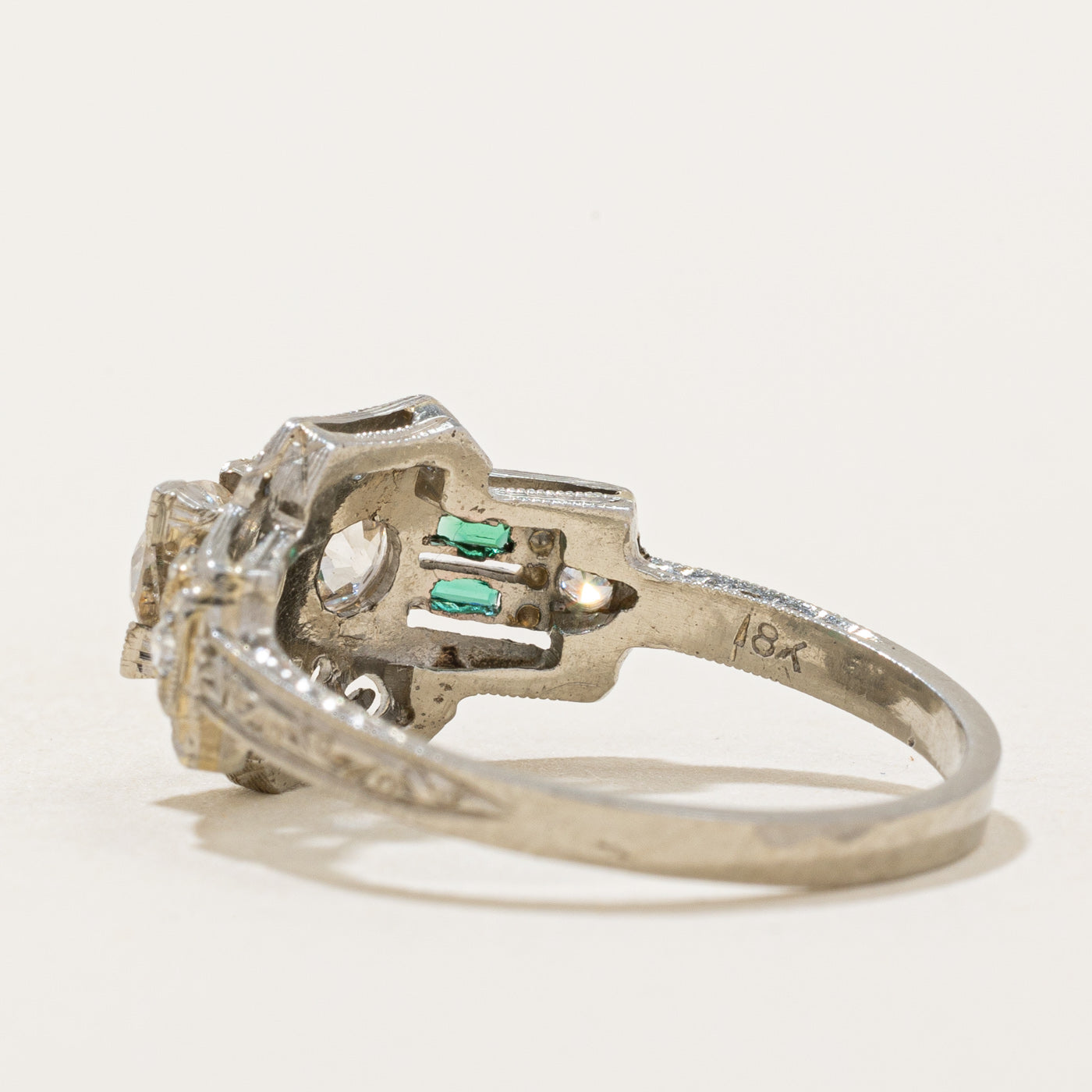 Old European Diamond & French Cut Paste Glass Ring | 0.76ctw, 0.08ctw | SZ 6.25 |